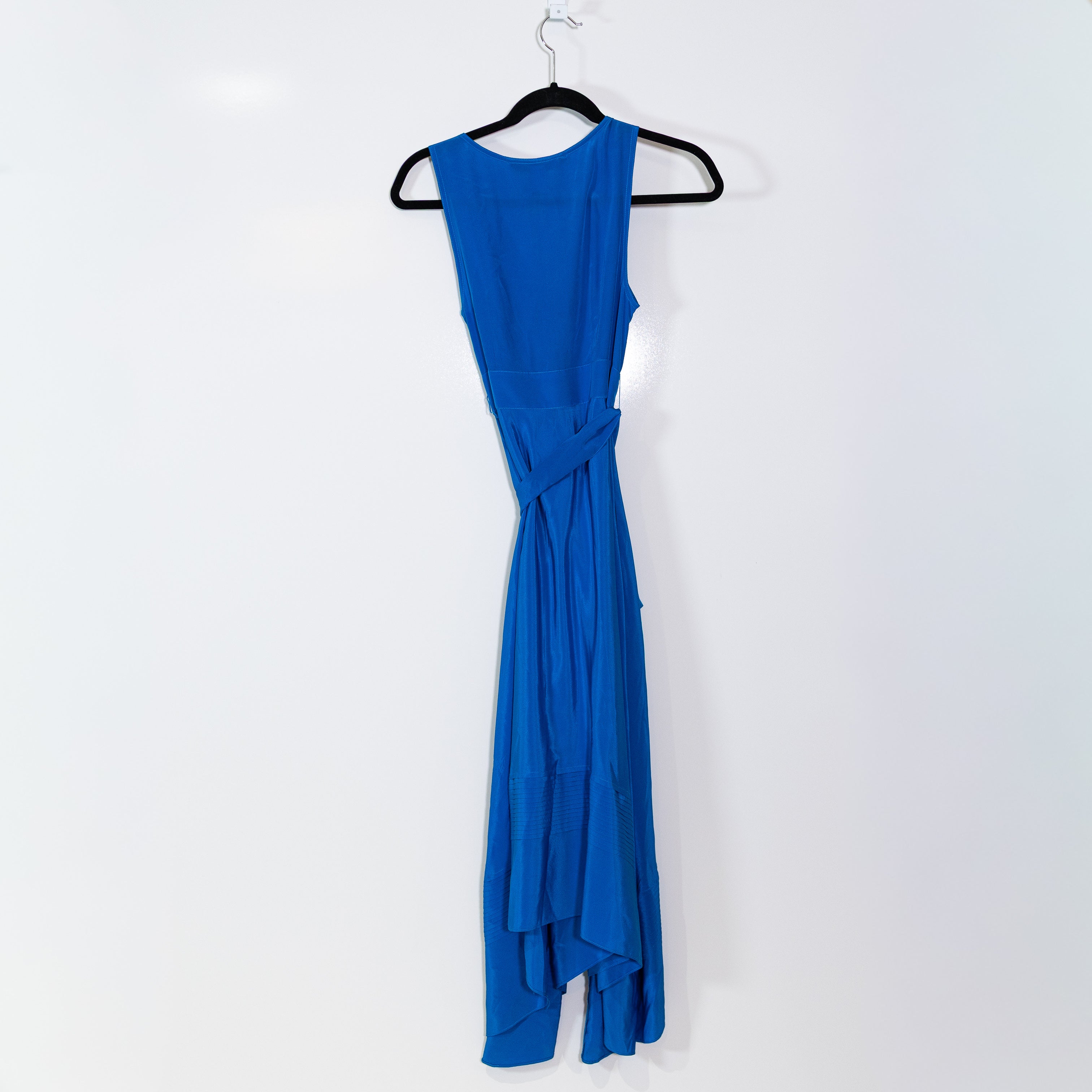 Marc By Marc Jacobs Silk Chiffon V Neck Asymmetrical Hem Tie Waist Midi Dress 0