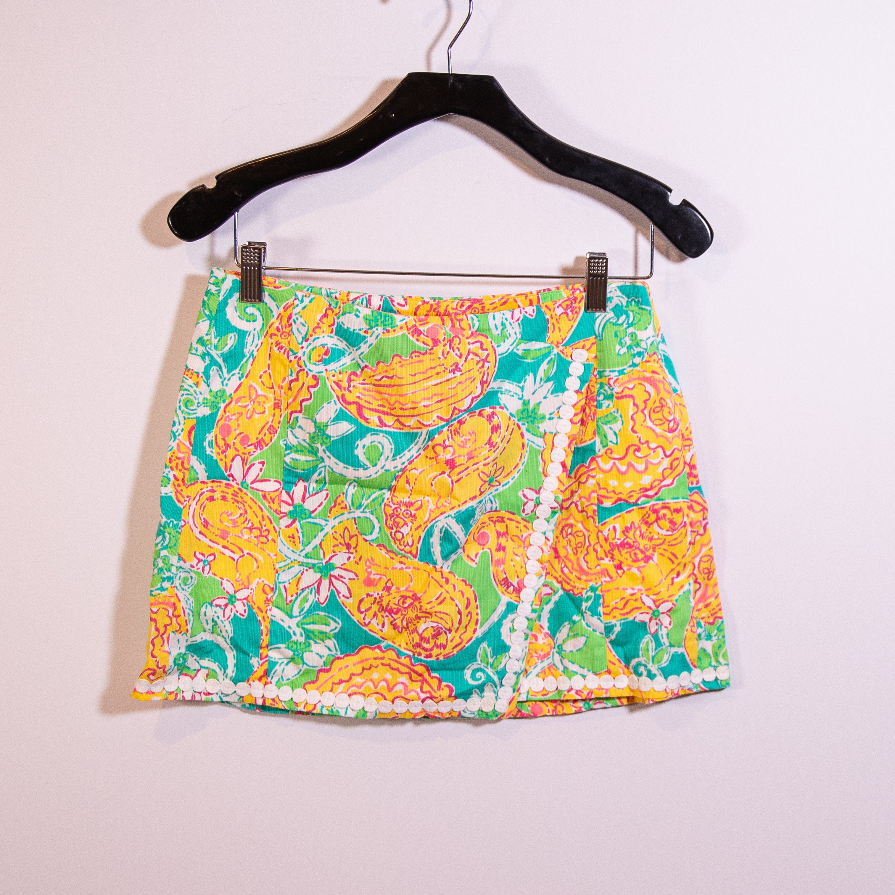Lilly Pulitzer Dree Cotton Stretch Skort Pop Goes The Lemur Print Mini Skirt 4