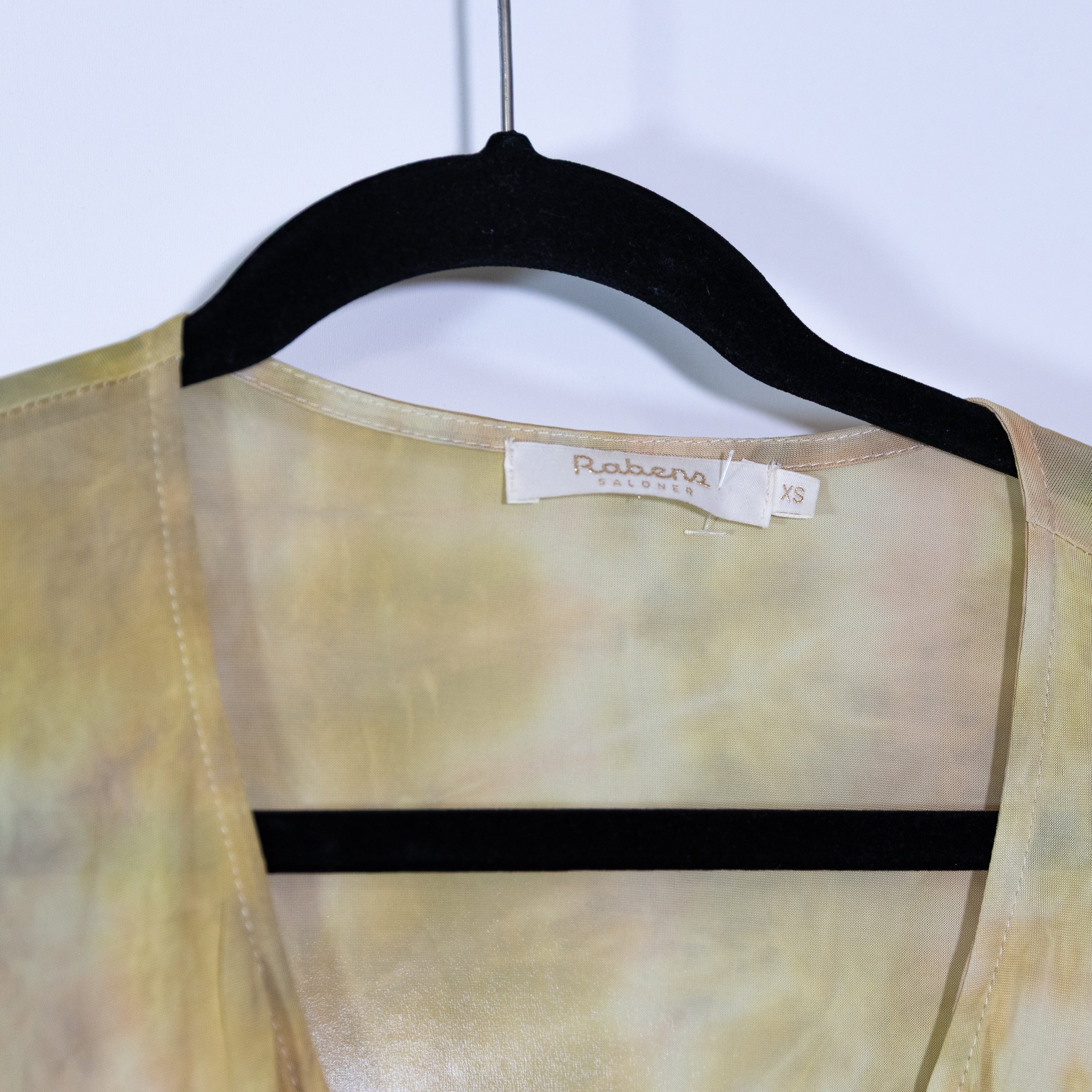 Rabens Saloner Semi Sheer Mesh Tie Dye Print Pattern Pullover Midi Dress Neutral