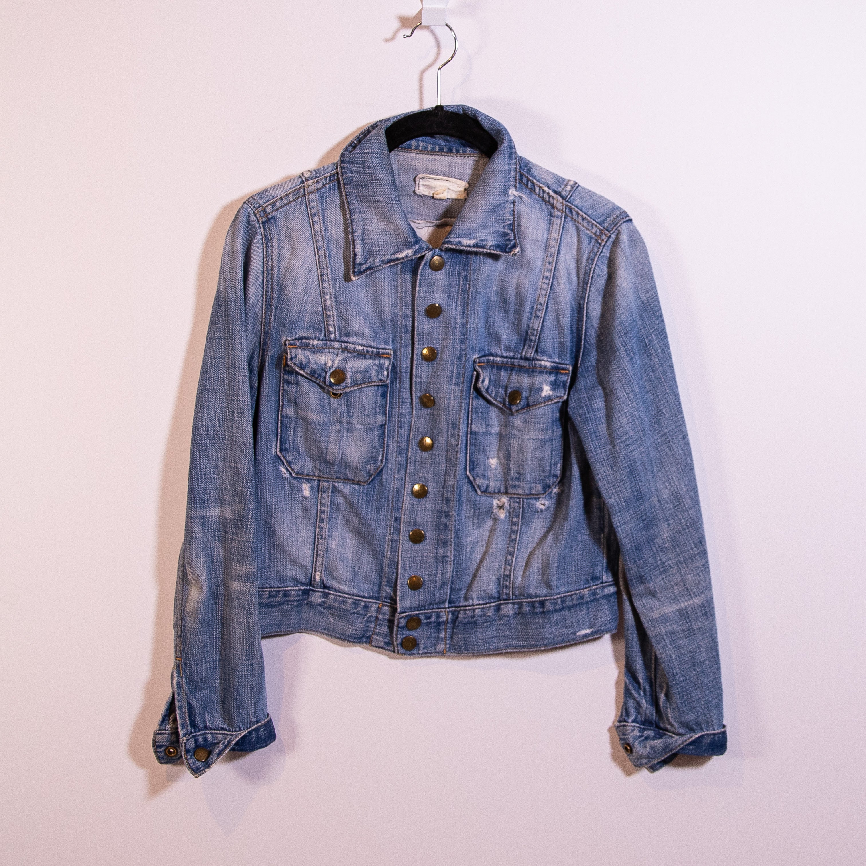Current/Elliott The Snap Jacket Cotton Stretch Jean Denim Collared Wishing Well