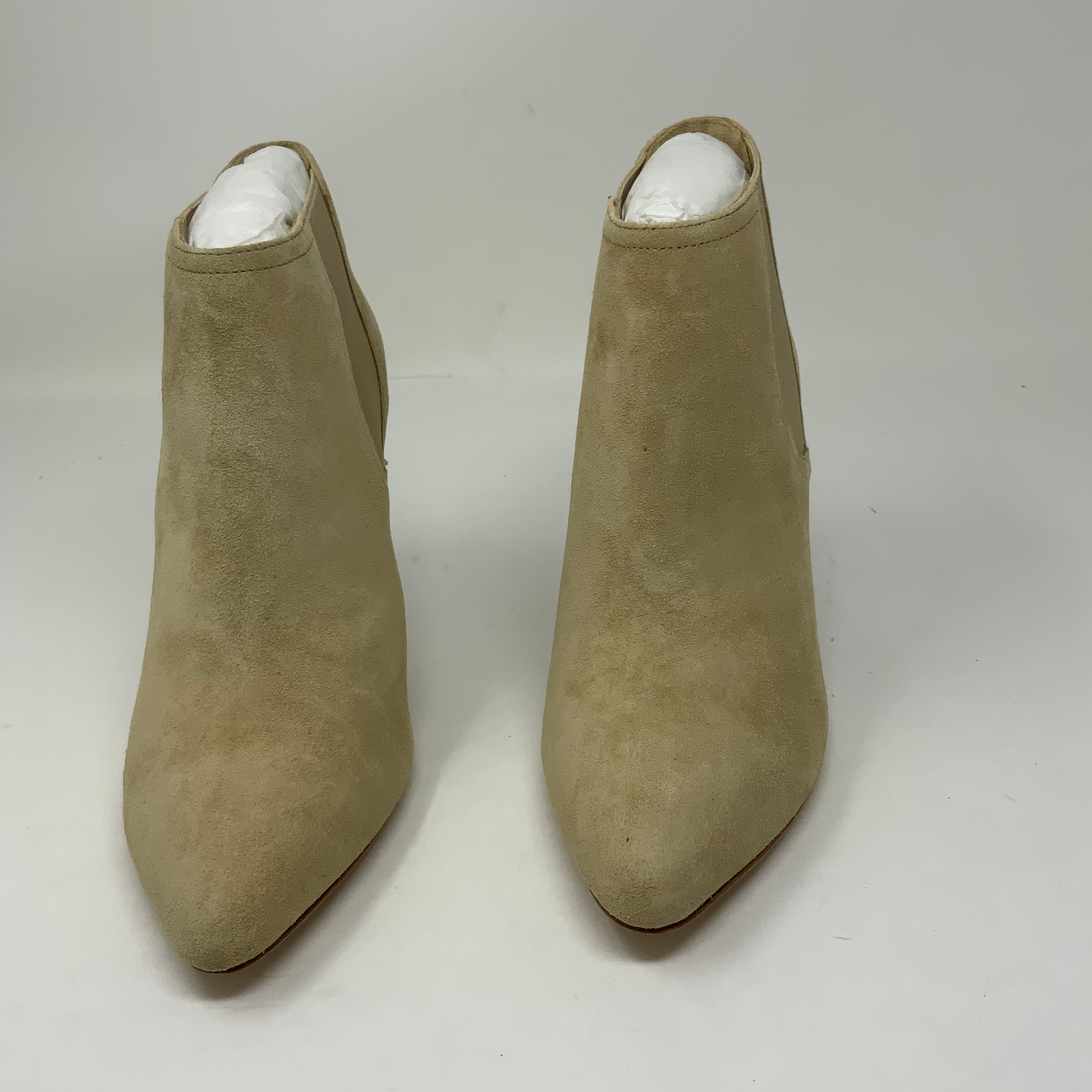 Joie Gabija Genuine Suede Leather Wood Stacked Heel Western Ankle Booties Shoes