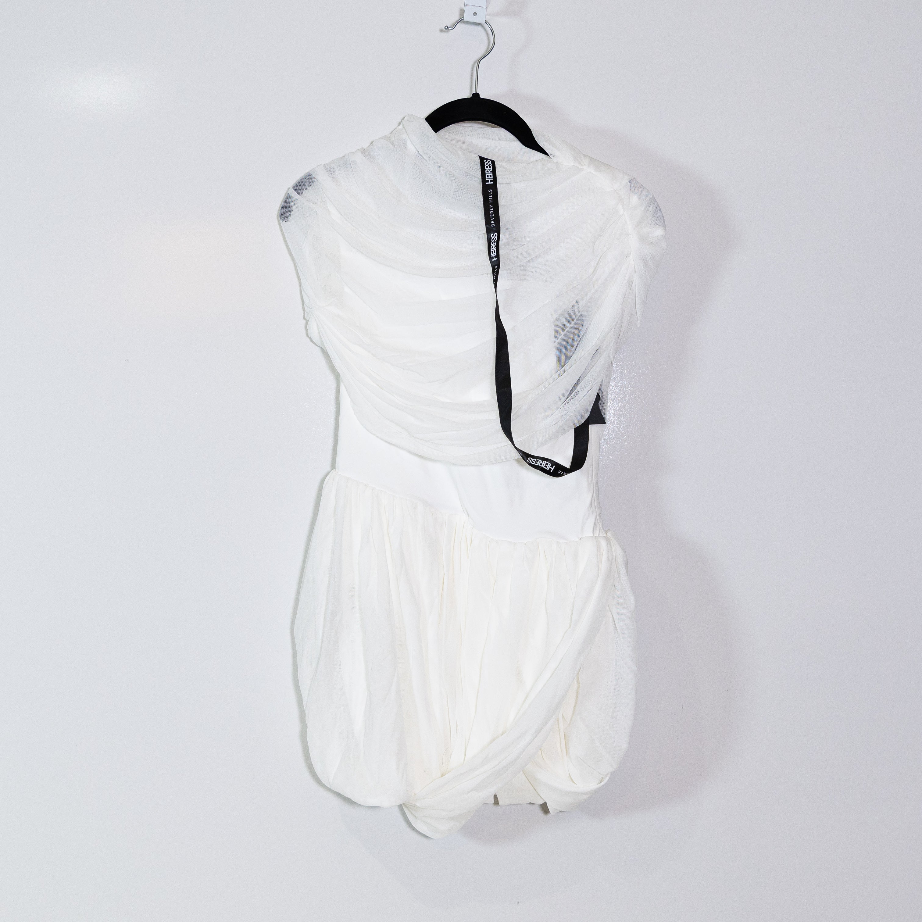 NEW Heiress Beverly Hills The Seraphina Fold Over Shoulder Mesh Tulle Mini Dress