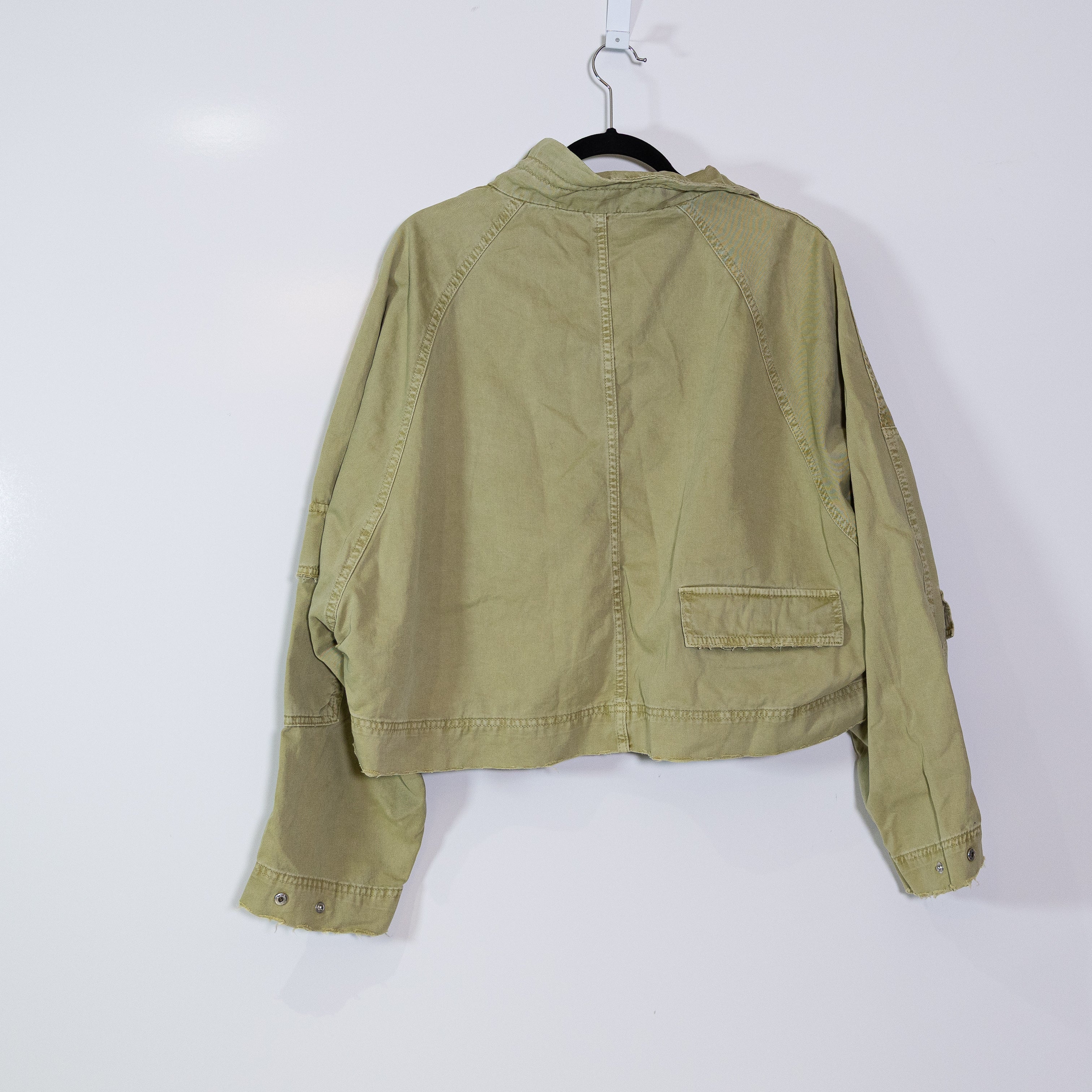 NEW Zara Cotton Multi Pocket Cargo Utility Army Full Zip Jacket Green XS/S