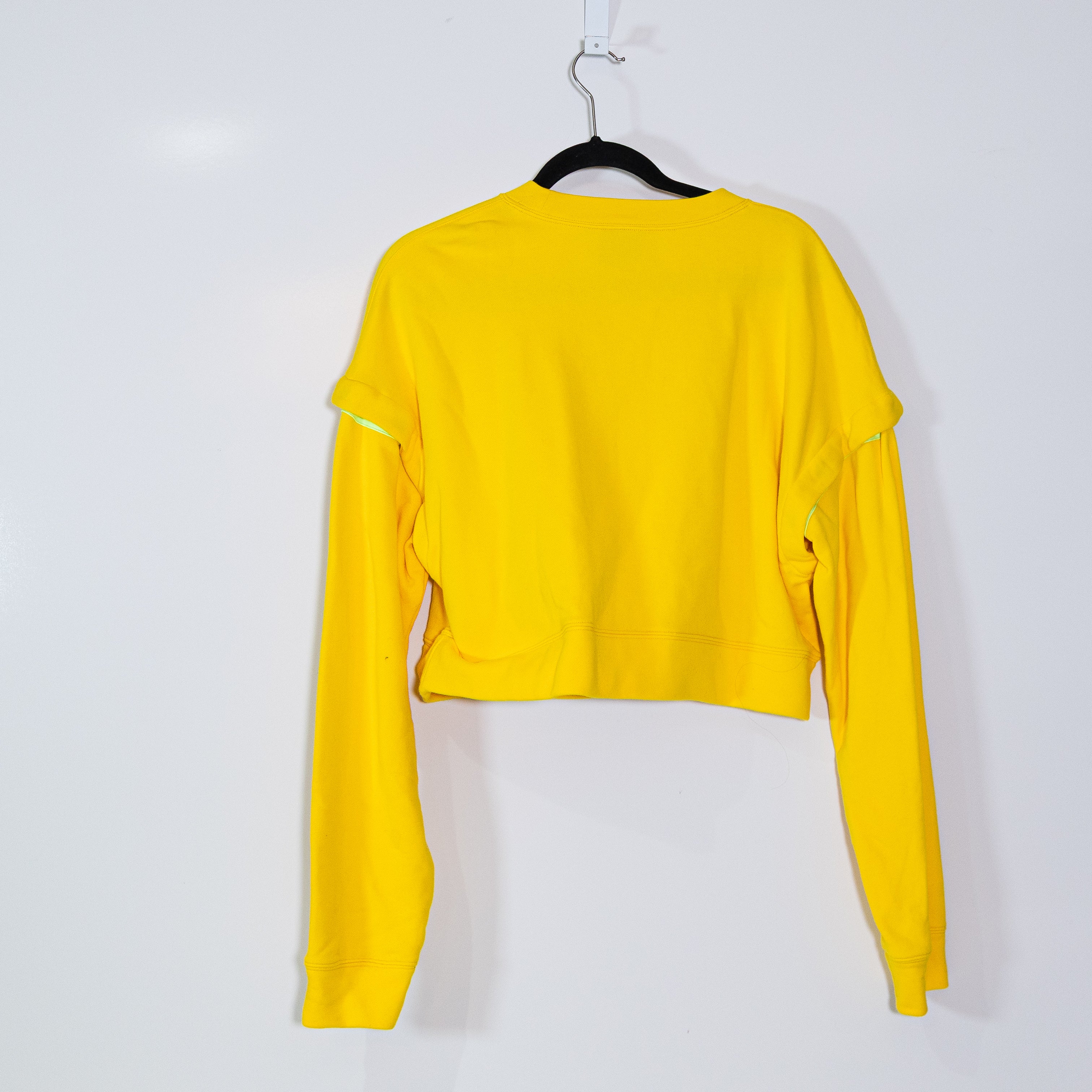 Nike Women's CK0539-728 Cotton Blend Crew Neck Logo Embroidered Sweater Yellow S