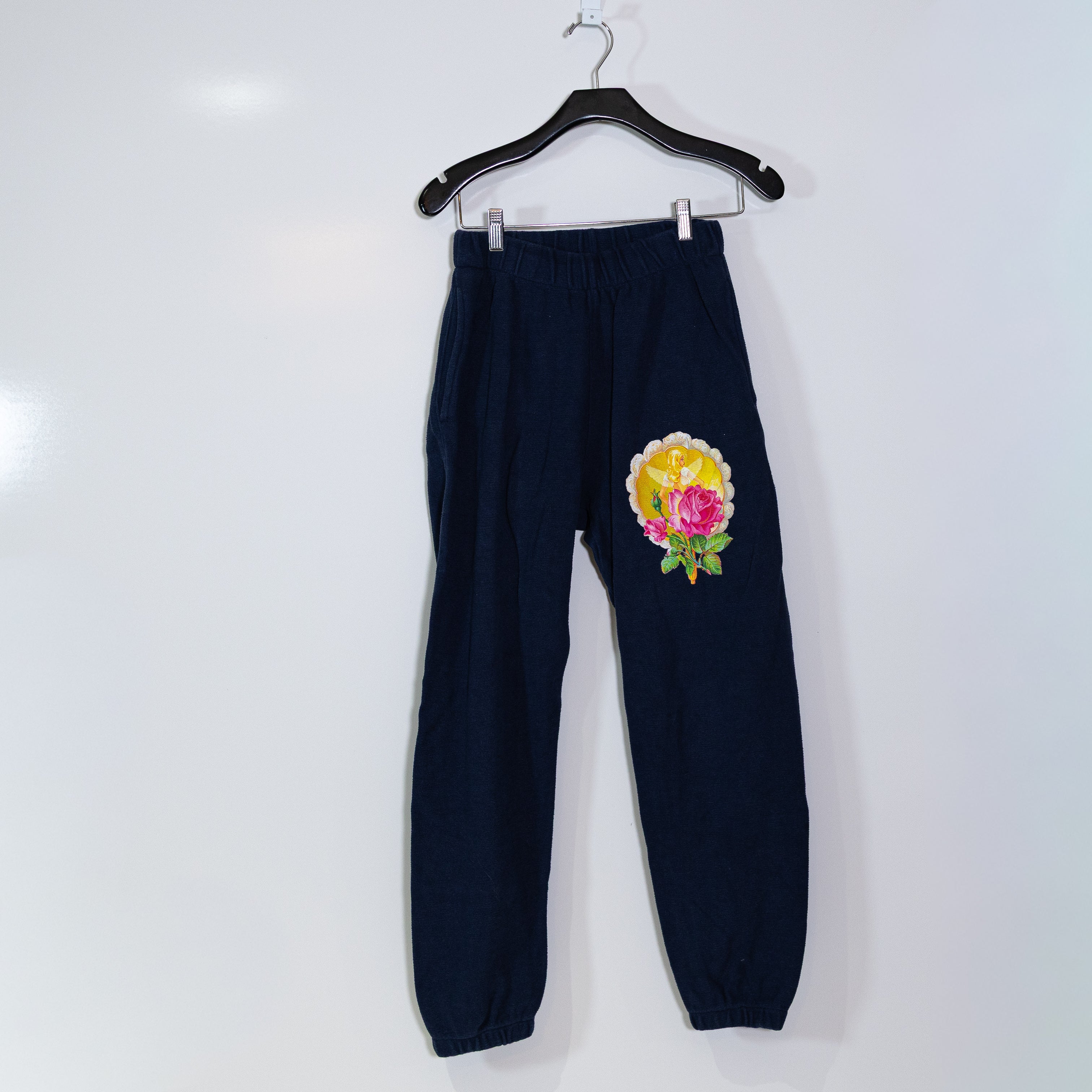 Boys Lie Room To Grow Cotton Mid Rise Cotton Angel Embroidered Sweat Pants Navy
