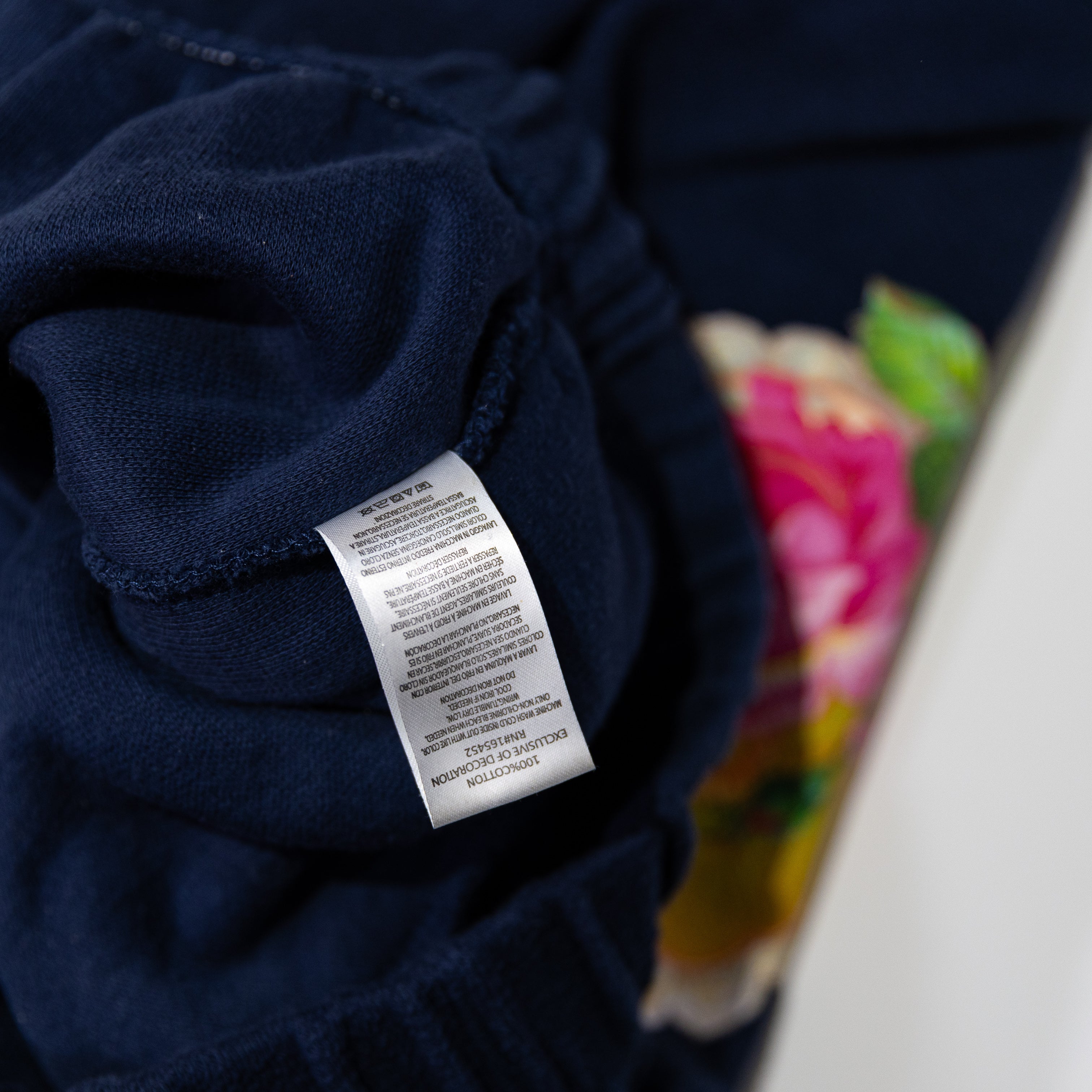 Boys Lie Room To Grow Cotton Mid Rise Cotton Angel Embroidered Sweat Pants Navy