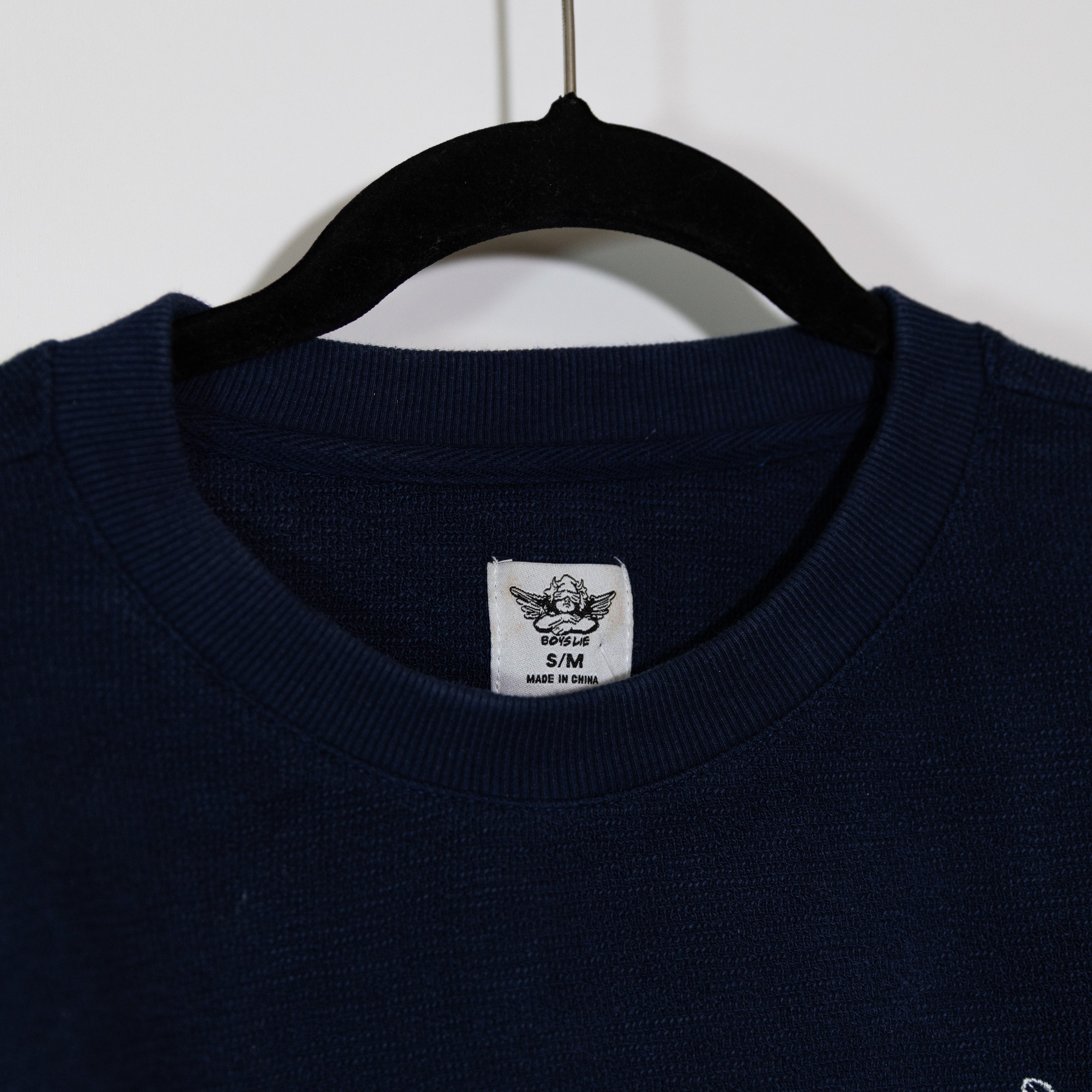 Boys Lie Room To Grow Cotton Crew Neck Graphic Print Embroidered Sweatshirt Navy