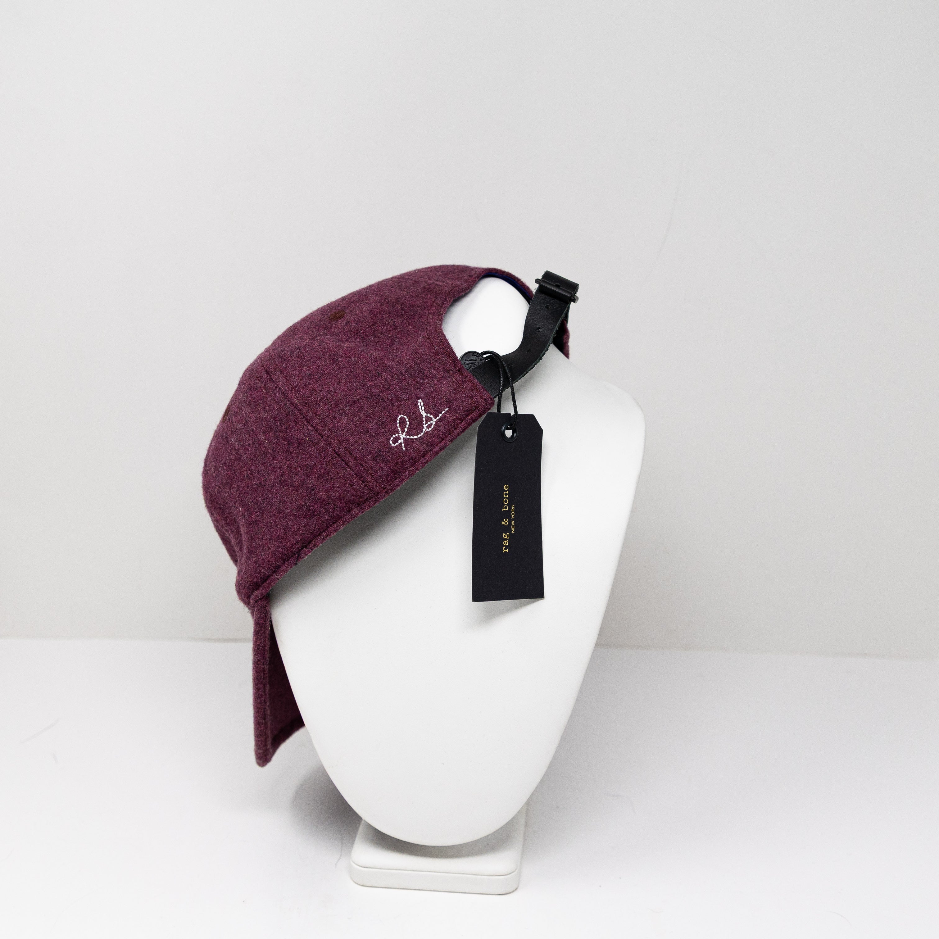 NEW Rag & Bone Marilyn Wool Felt Stretch Baseball Cap Hat Pink Burgundy OS