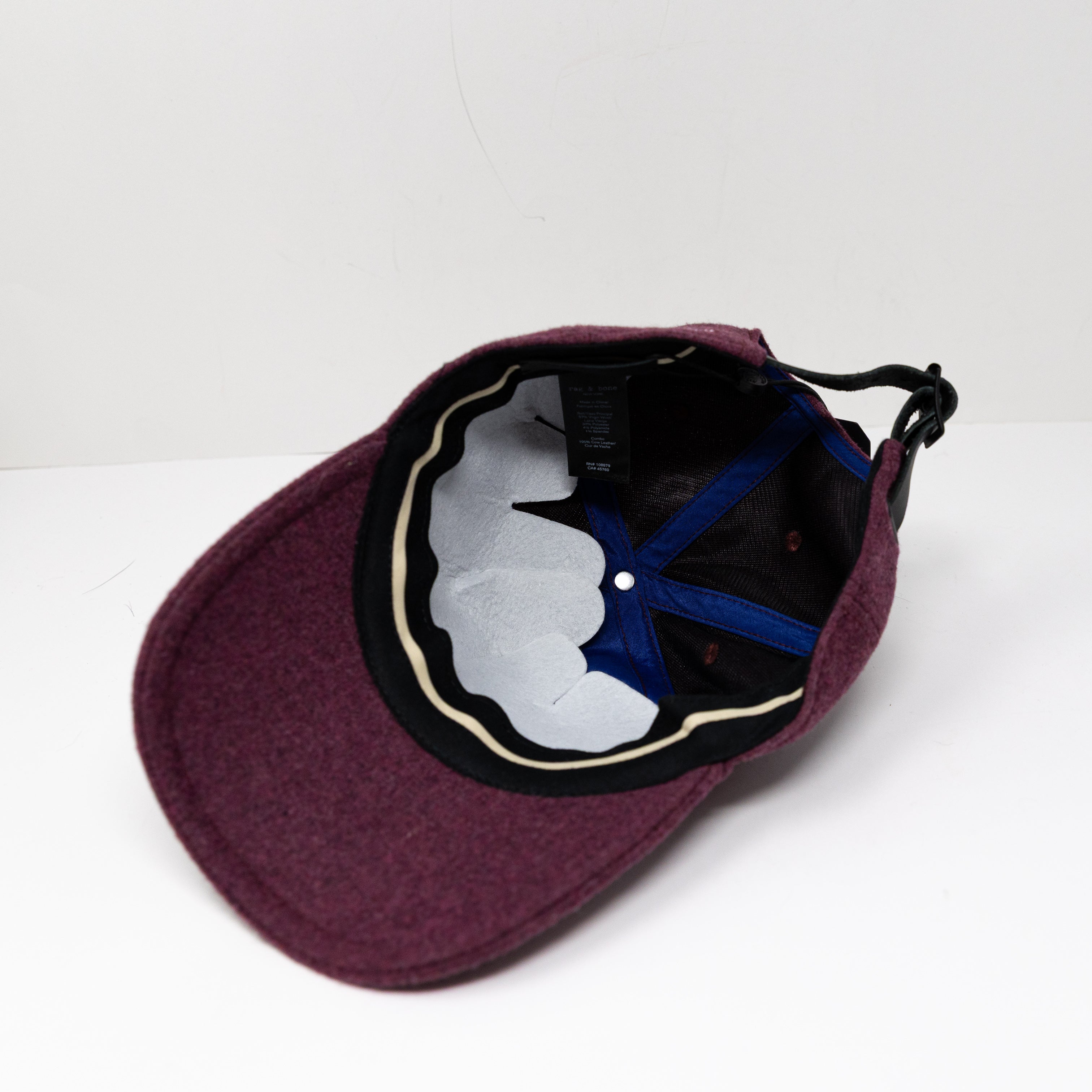 NEW Rag & Bone Marilyn Wool Felt Stretch Baseball Cap Hat Pink Burgundy OS
