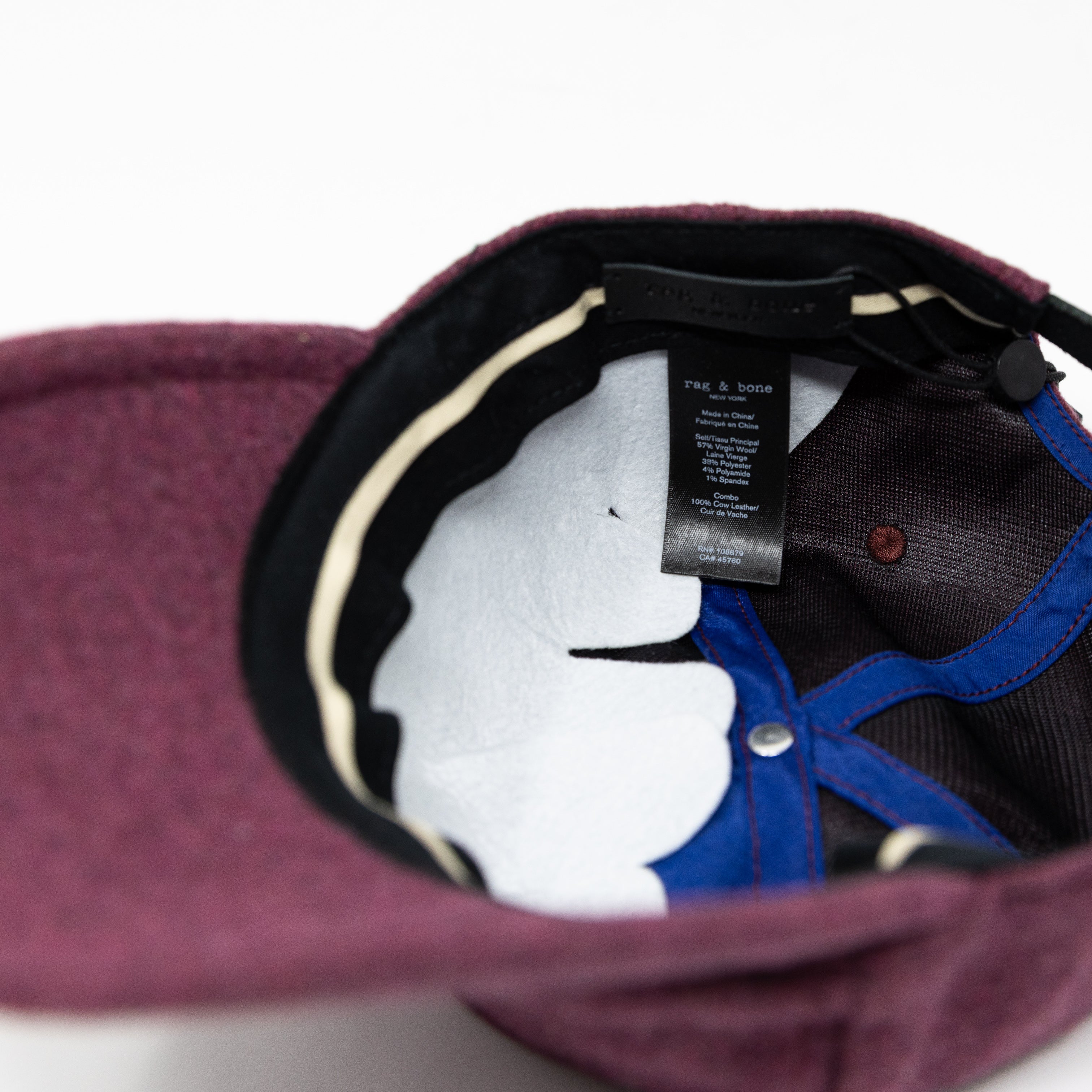 NEW Rag & Bone Marilyn Wool Felt Stretch Baseball Cap Hat Pink Burgundy OS