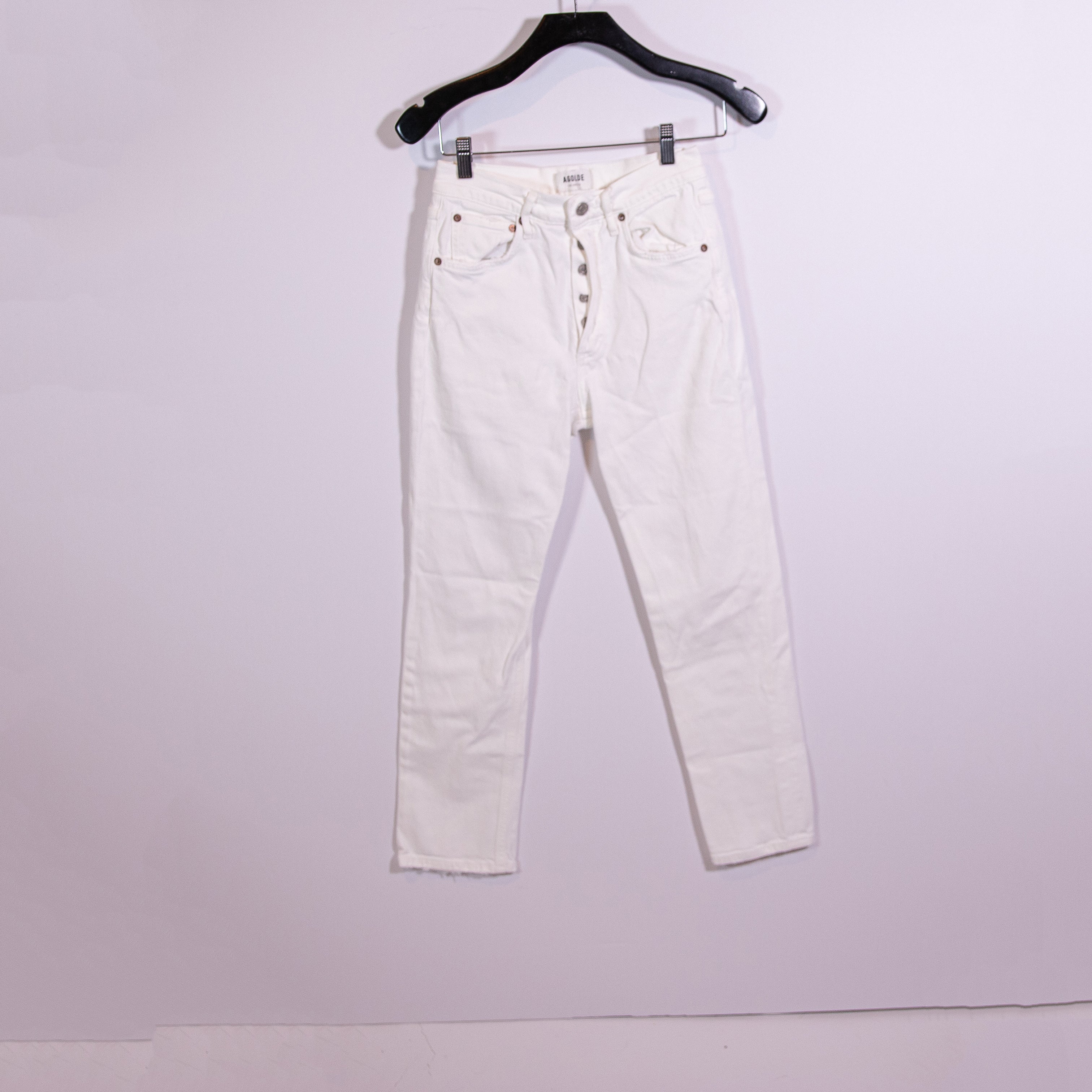 Agolde Women's Riley High Rise Straight Crop Stretch Denim Jeans In Sour Cream