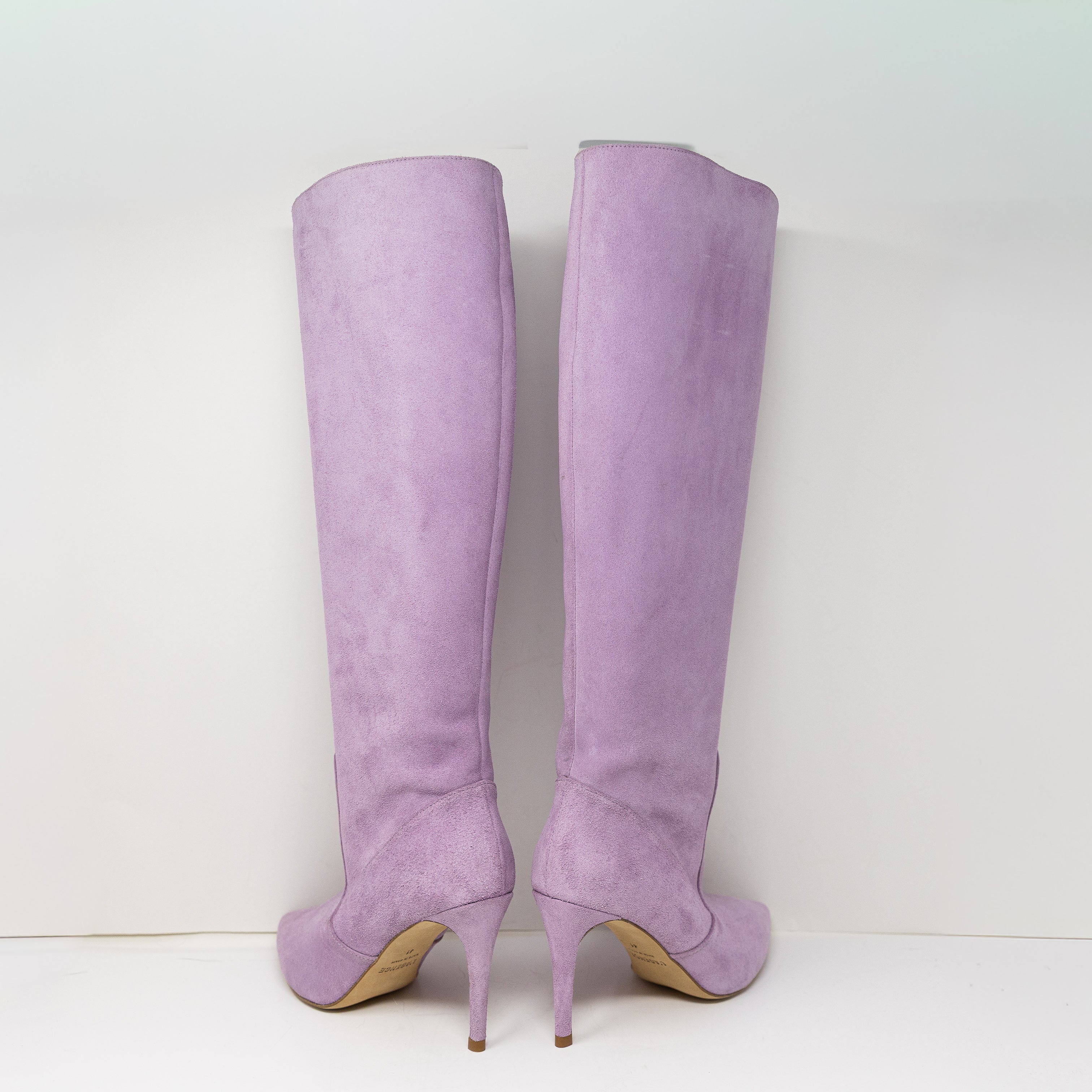 NEW L'agence Lena Genuine Suede Pointed Toe High Heel Boots Shoes Lavender 11