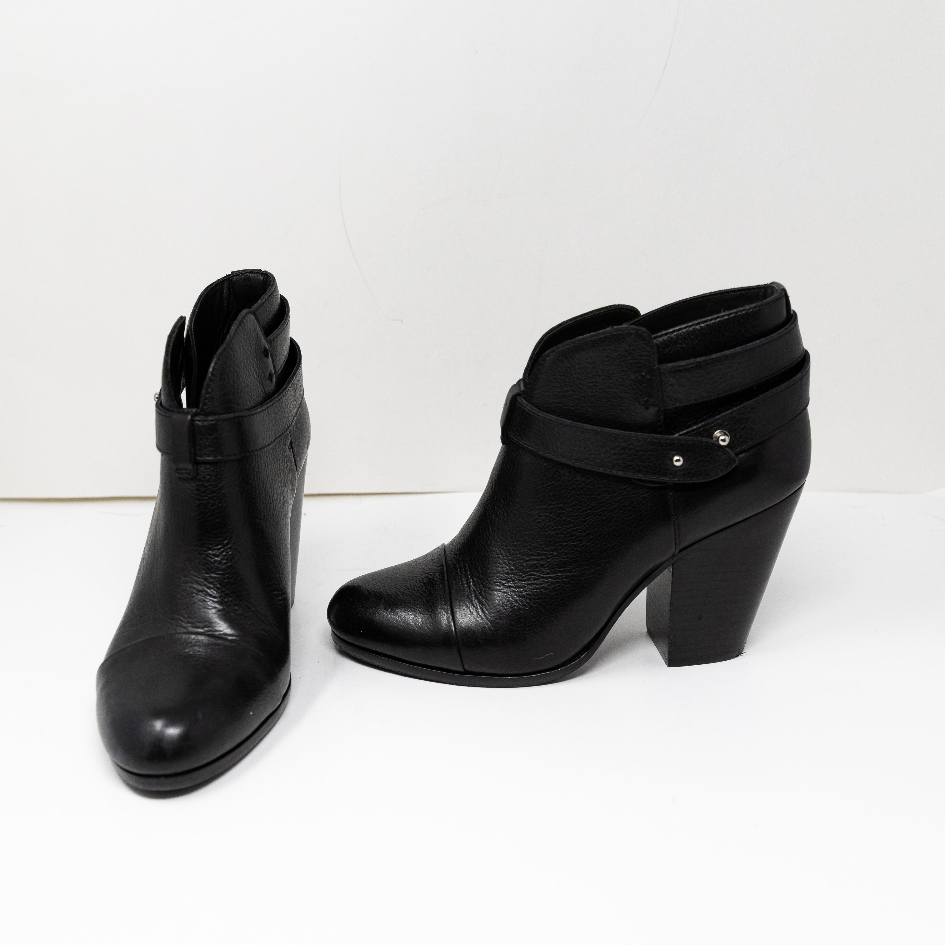 Rag & Bone Harrow Genuine Leather Ankle High Heel Booties Shoes Black 10