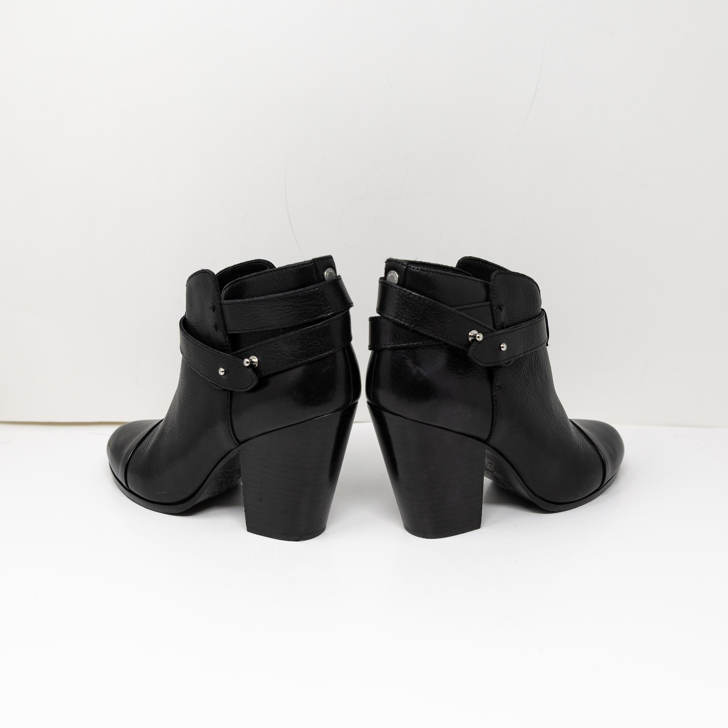 Rag & Bone Harrow Genuine Leather Ankle High Heel Booties Shoes Black 10