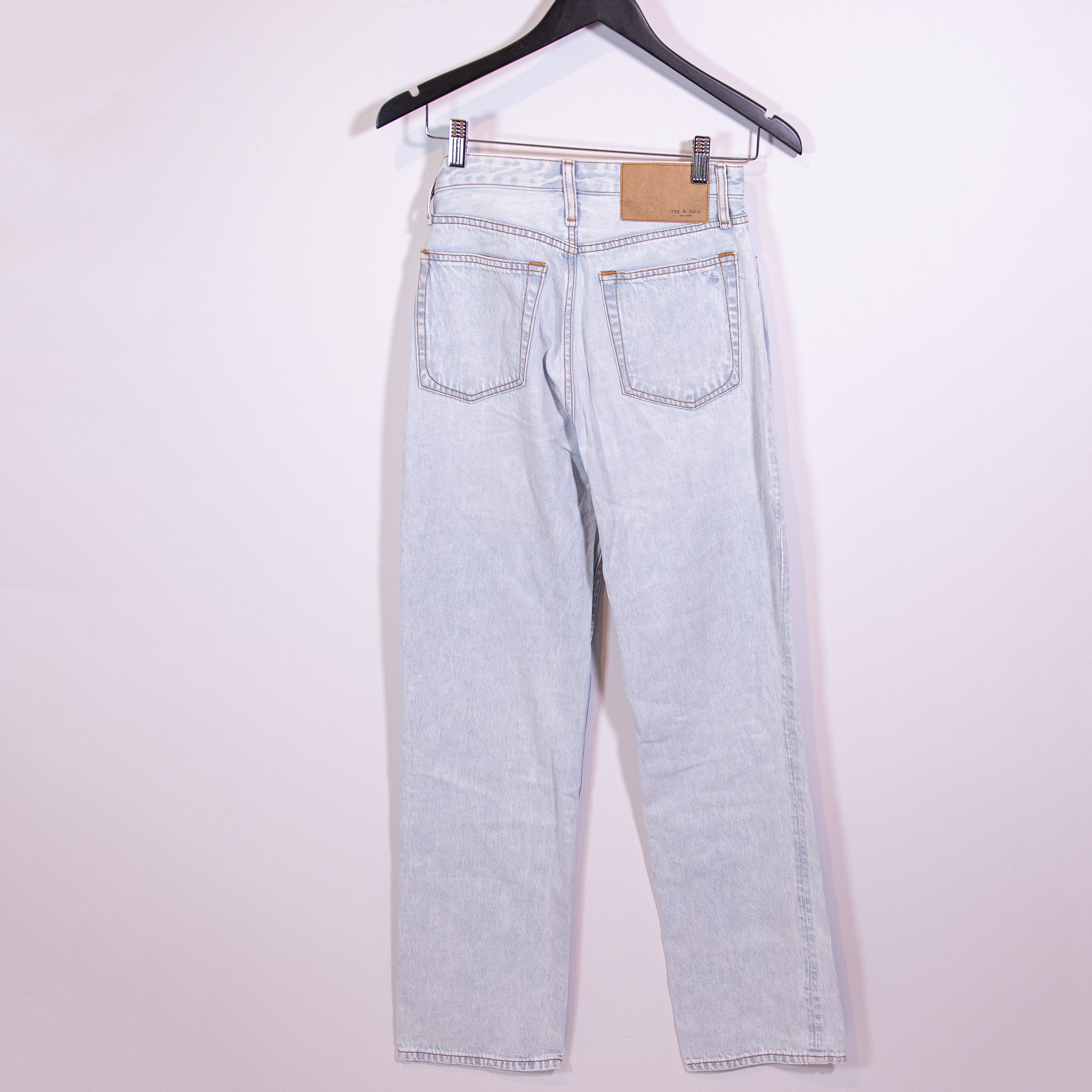 Rag & Bone Women's Alex High Rise Straight Leg Denim Jeans Primrose With Holes