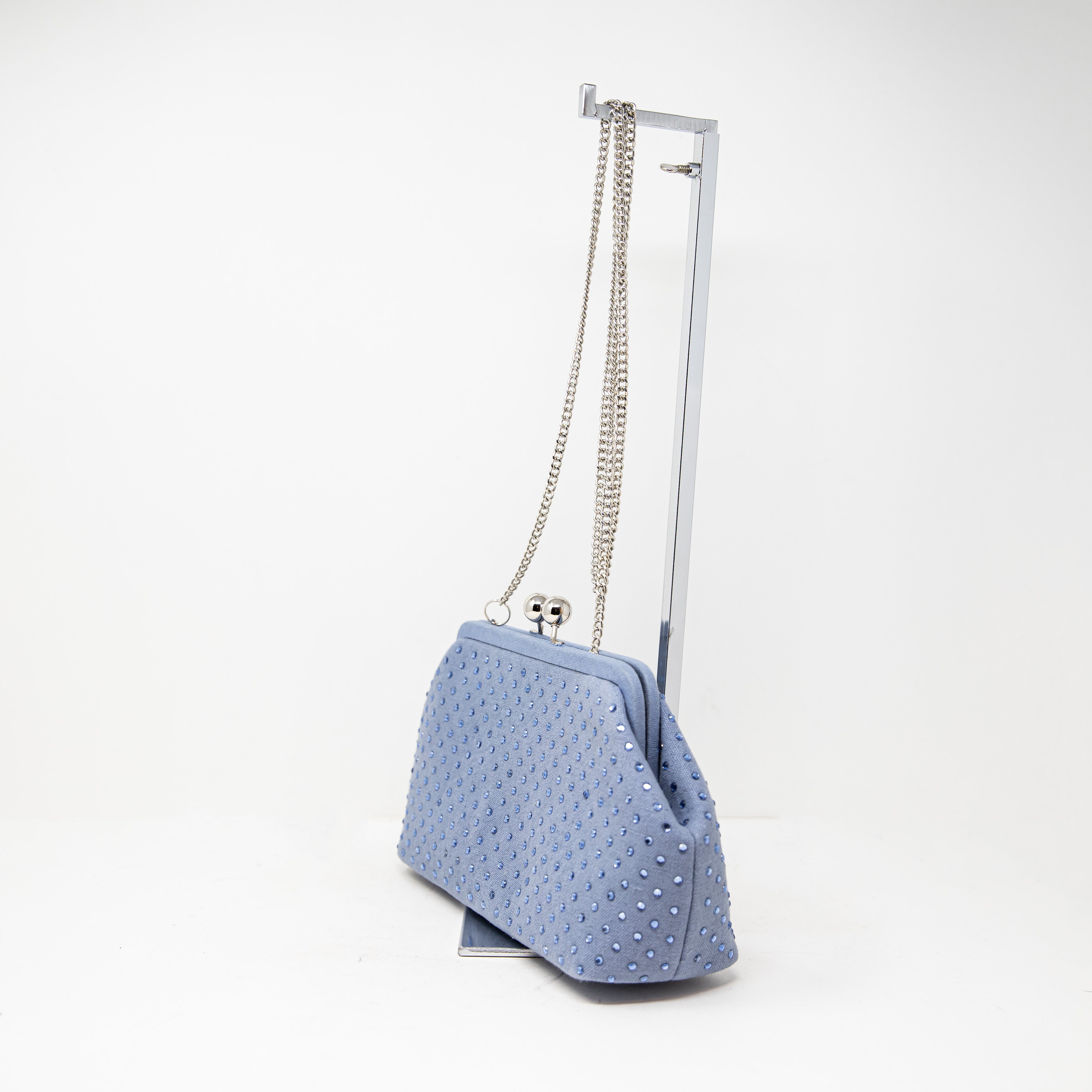 NEW J. Crew Portofino Canvas Clutch Crystals Jewel Diamond Embellished Clutch