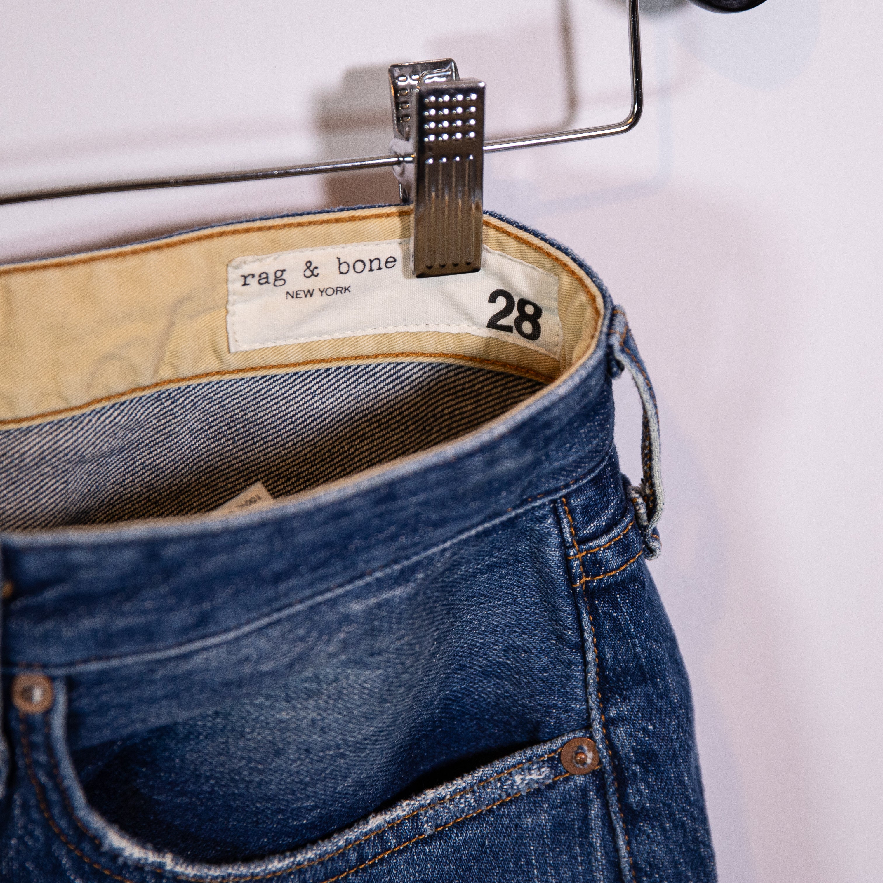 Rag & Bone Maya High Rise Ankle Straight Cotton Stretch Denim Jeans Rocco Wash