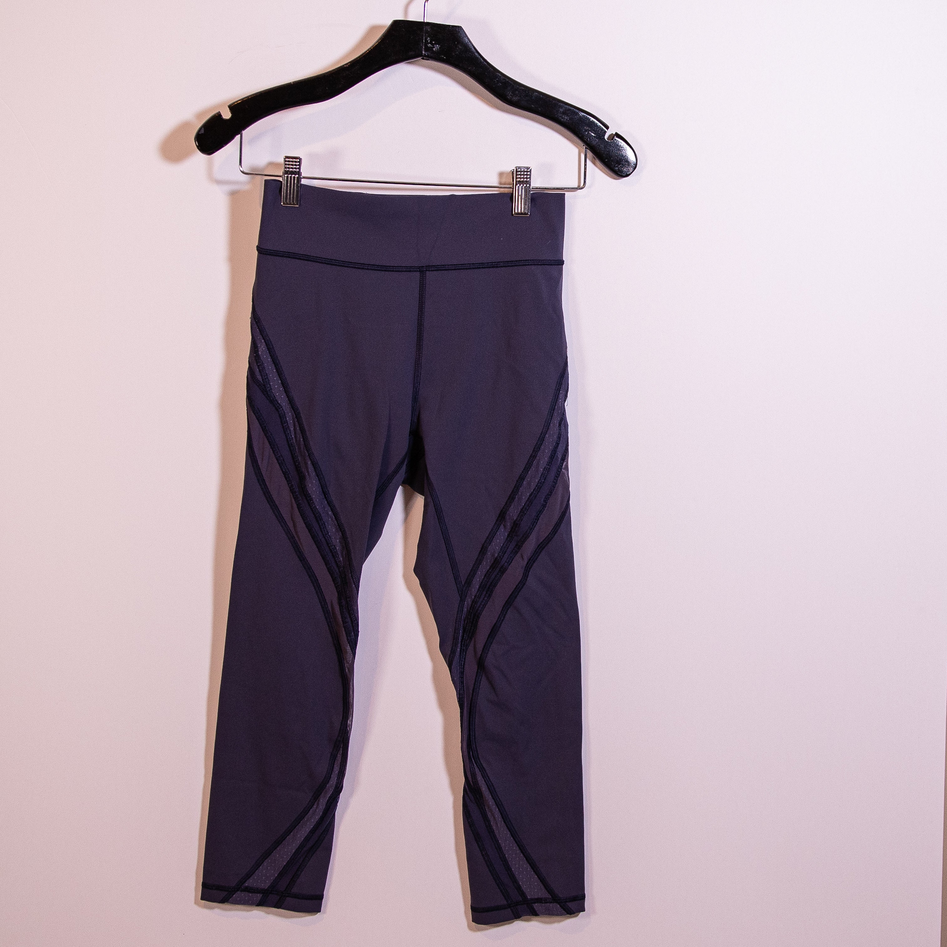 Lululemon Never Still Crop 21" Inseam Perforated Mesh Leggings Cadet Blue 6