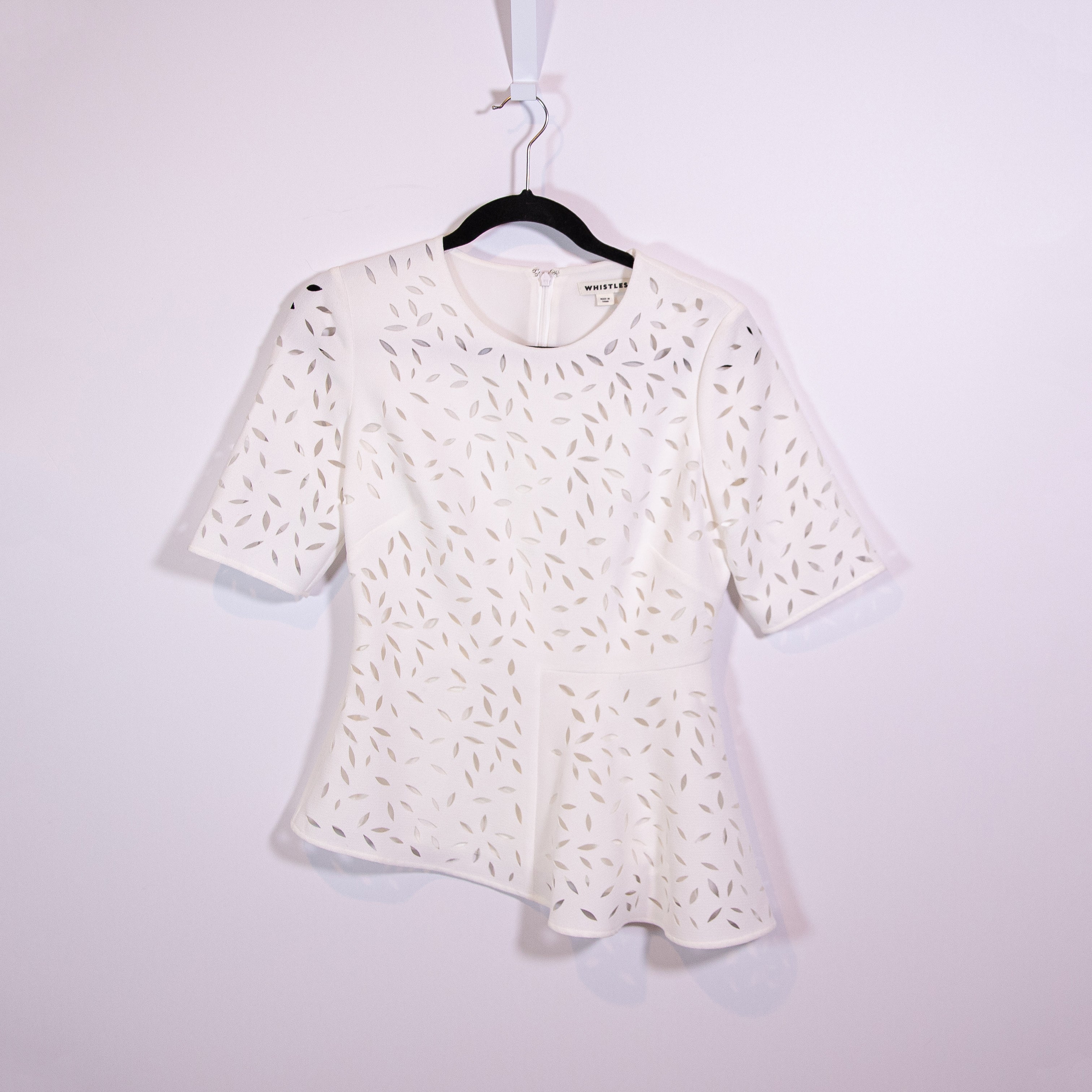 NEW Whistles Cut Out Floral Flower Panelled Asymmetrical Hem Blouse Shirt Top 4