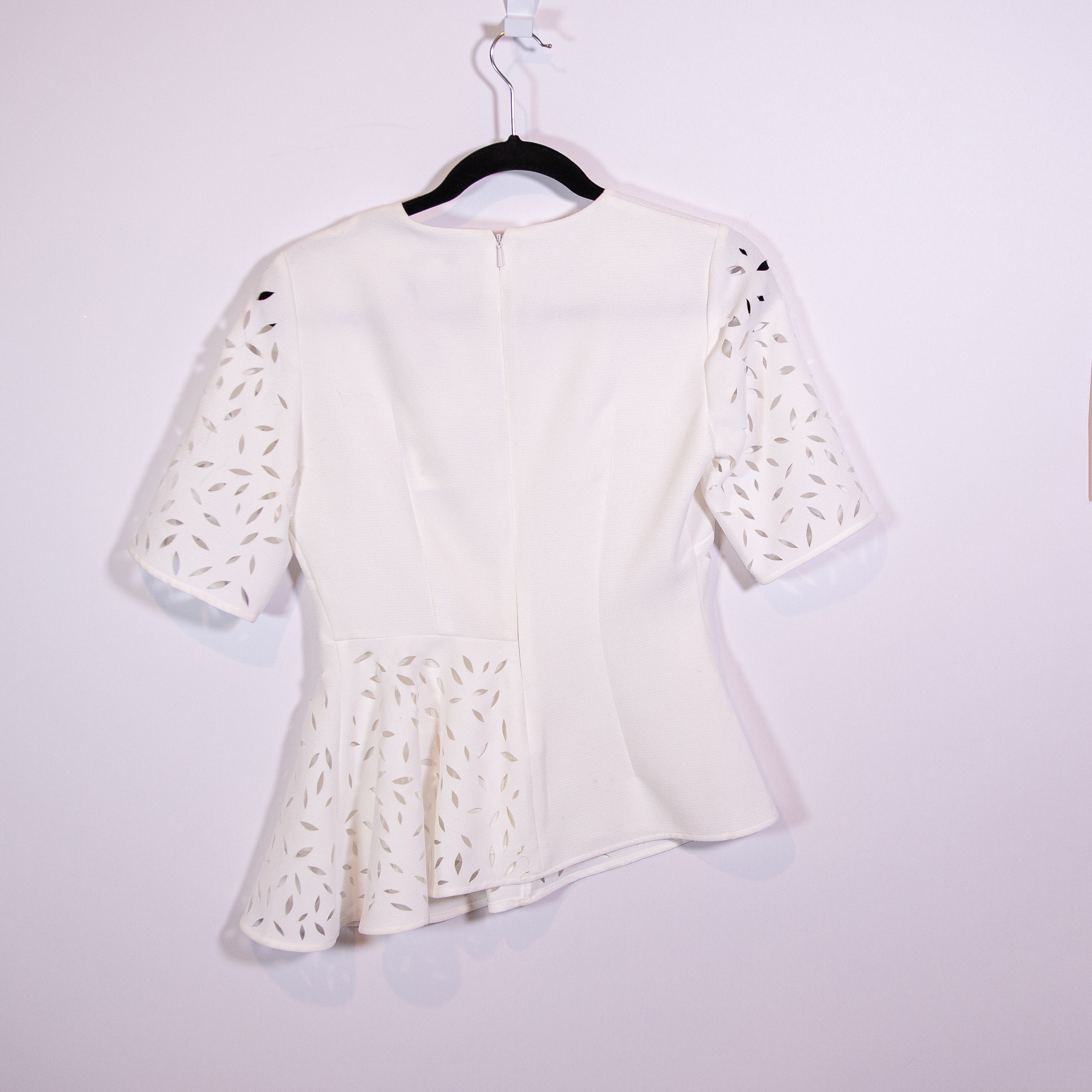 NEW Whistles Cut Out Floral Flower Panelled Asymmetrical Hem Blouse Shirt Top 4