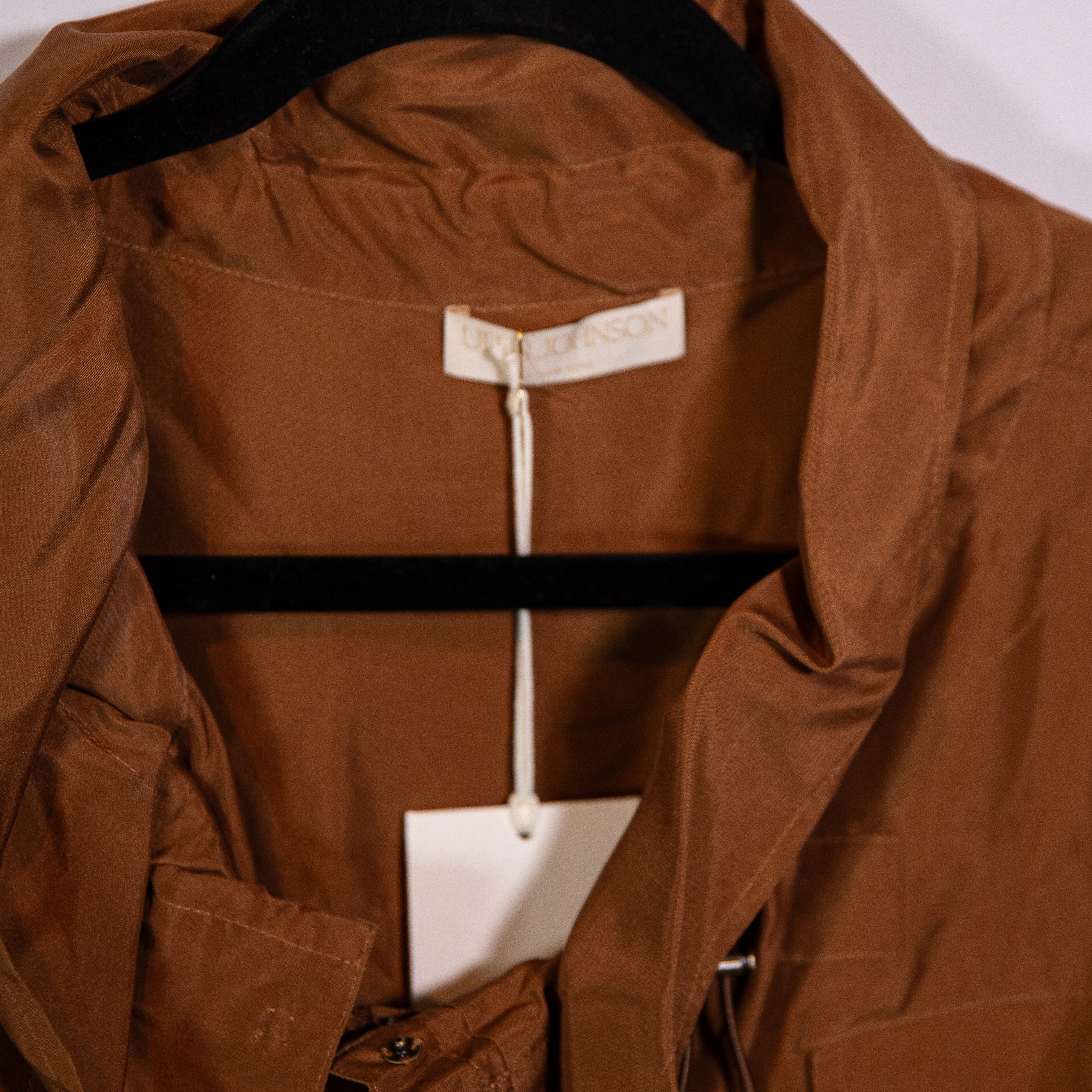 NEW Ulla Johnson Aida Silk Chiffon Cinch Waist Utility Cago Jumpsuit Chestnut 0