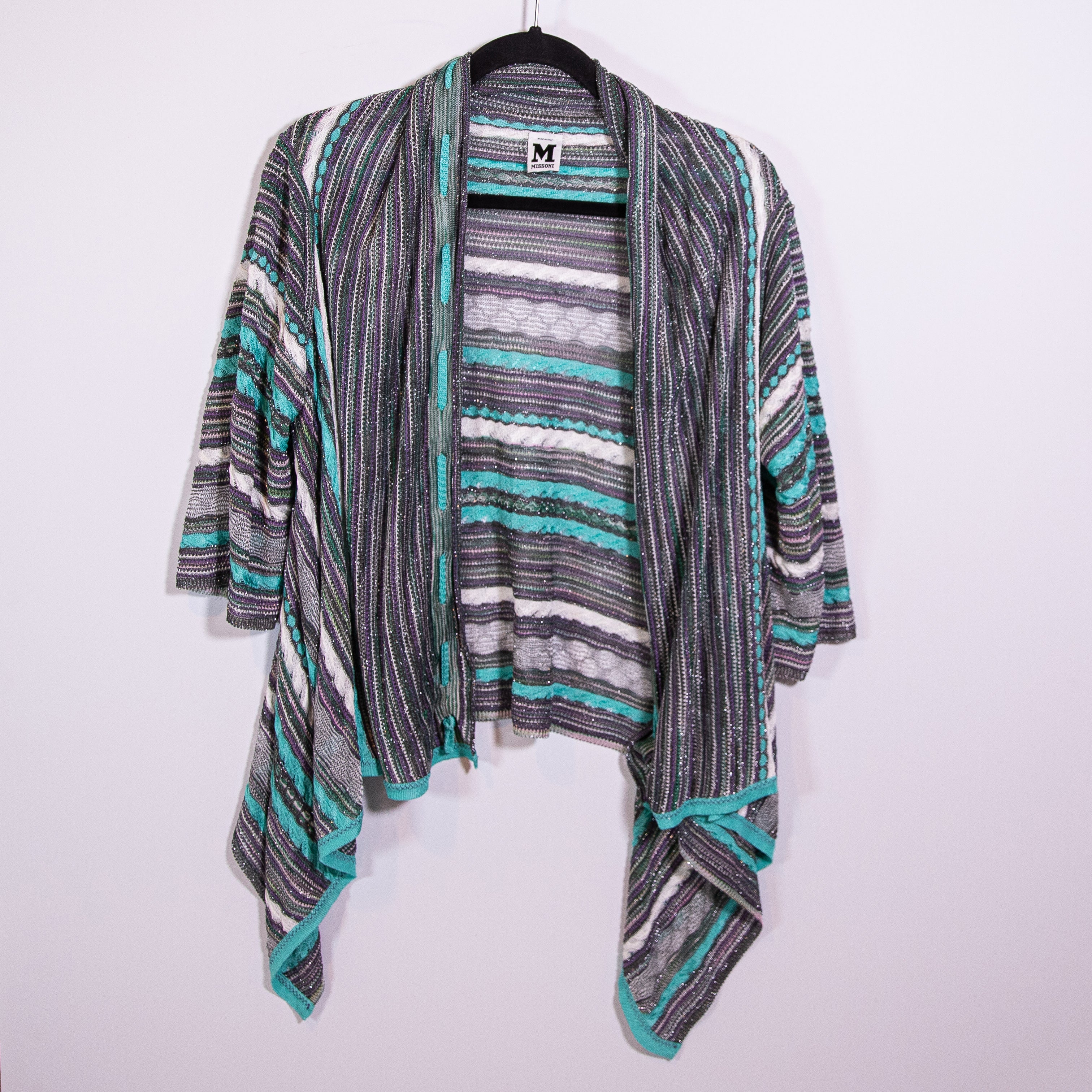 Missoni Made In Italy Cotton Blend Stretch Knit Open Front Cardigan Sweater 6