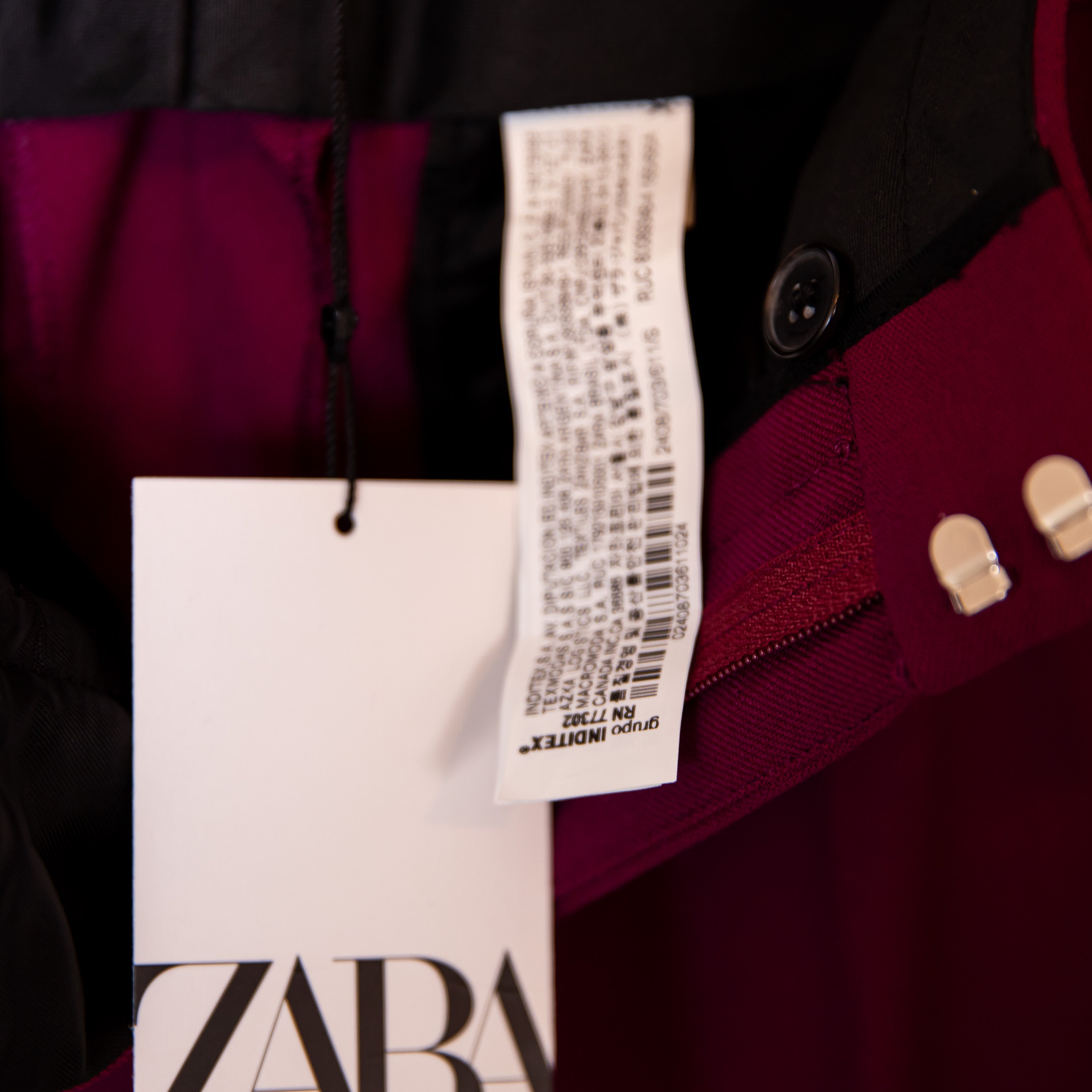 NEW Zara Crepe Front Pleat Mid Rise Straight Leg Solid Purple Trouser Pants S