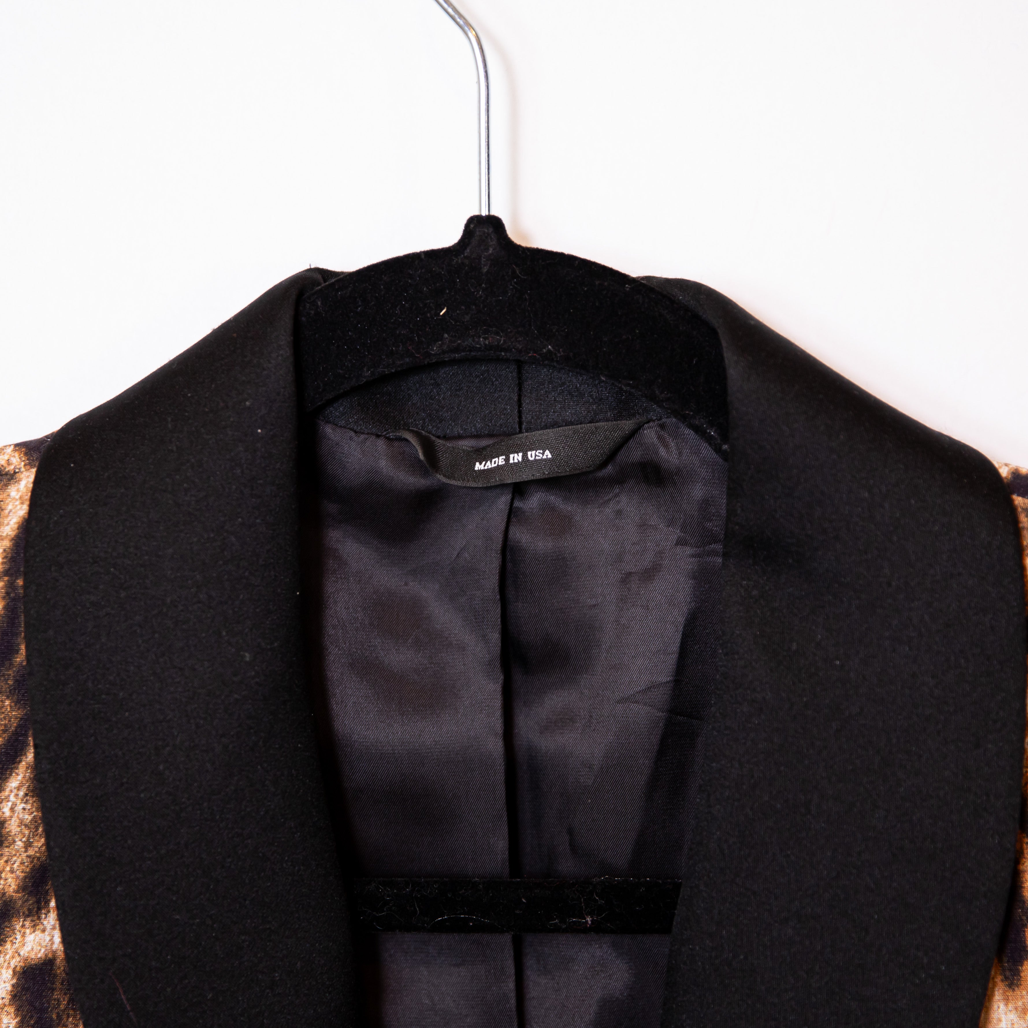 R13 Shawl Lapel Satin Tuxedo One Button Cheetah Leopard Print Blazer Small