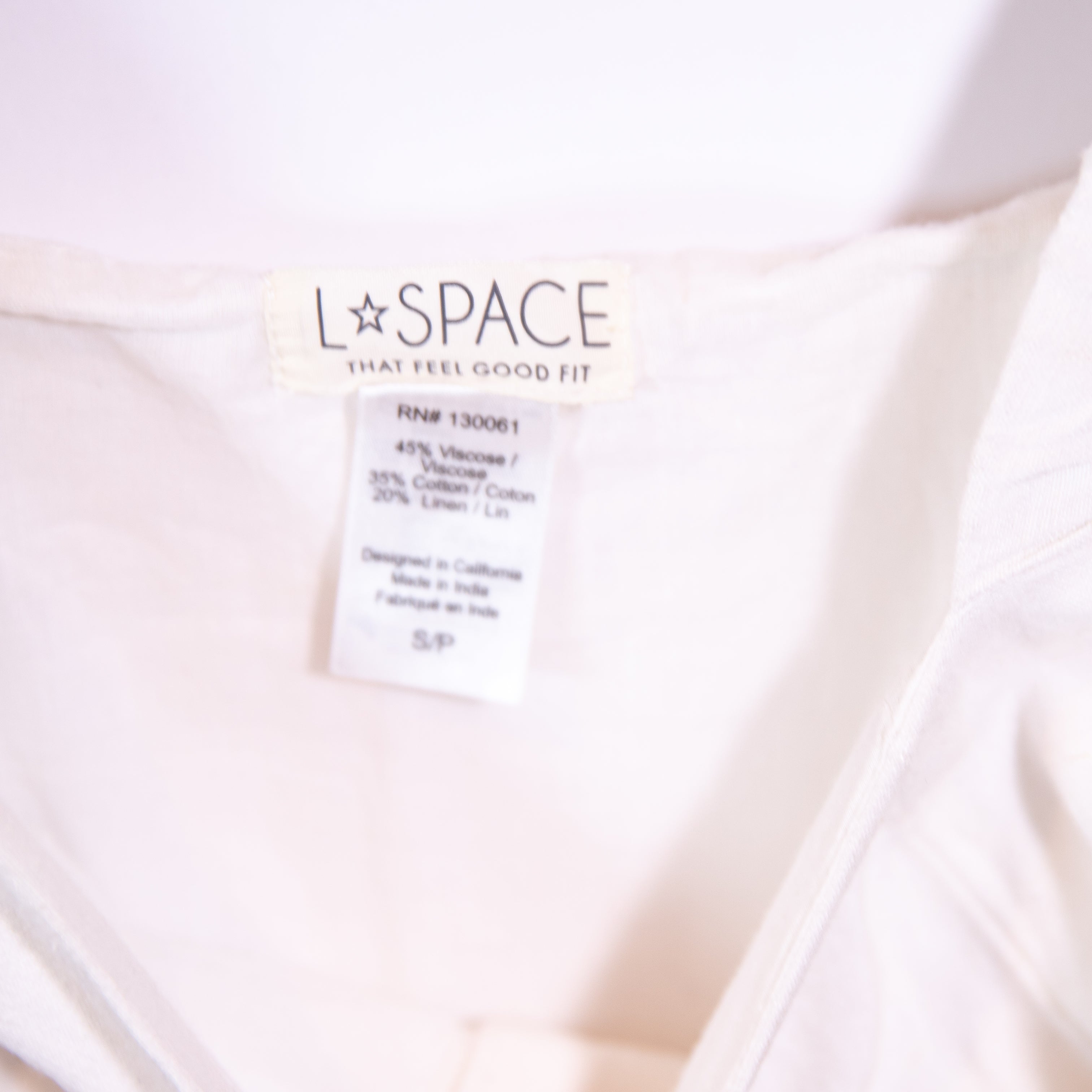 L*Space Marina Button Front Cotton Linen Quarter Sleeve Mini Dress White Small