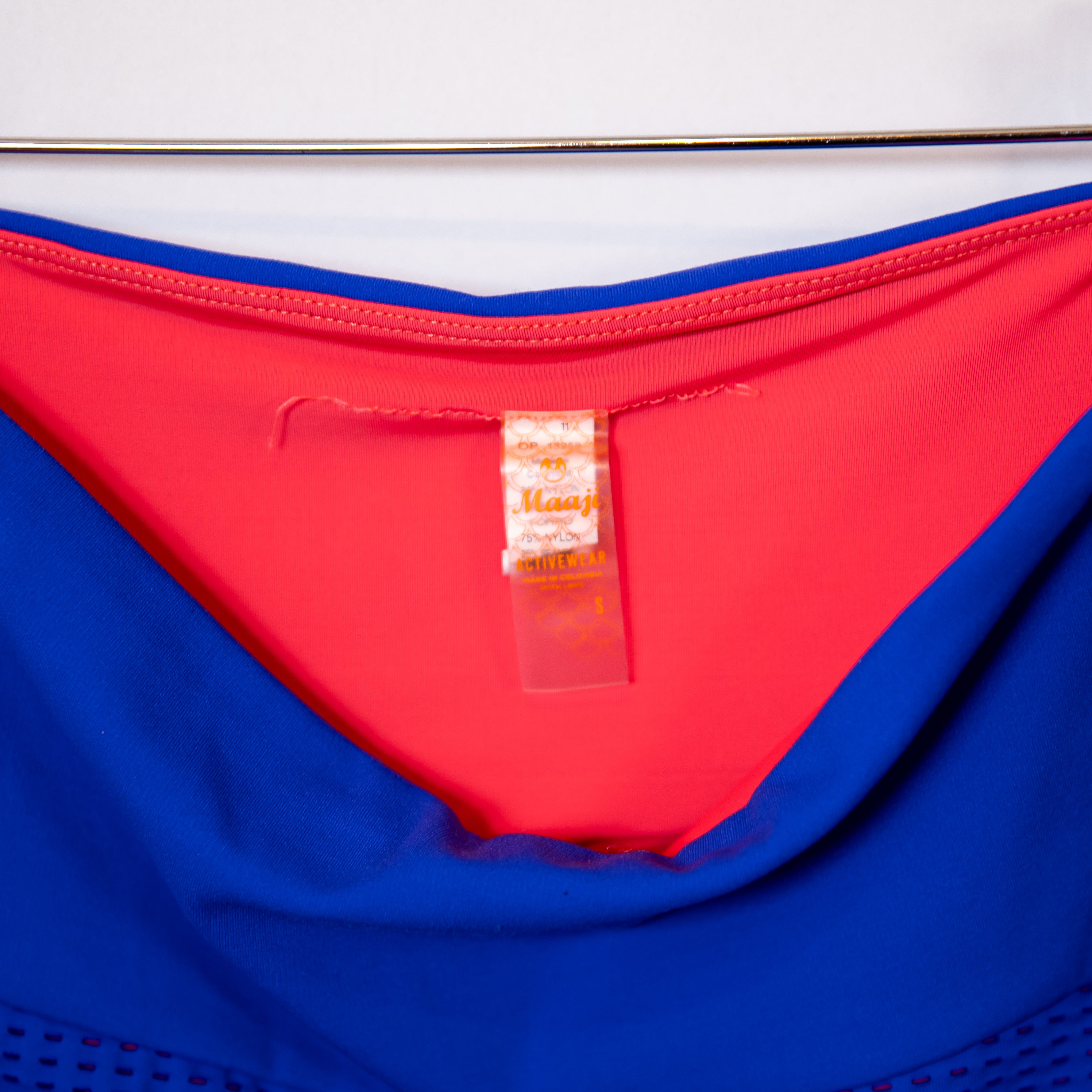 Maaji Activewear Blue Pink Perforated High Rise Athletic Work Out Leggings Pants