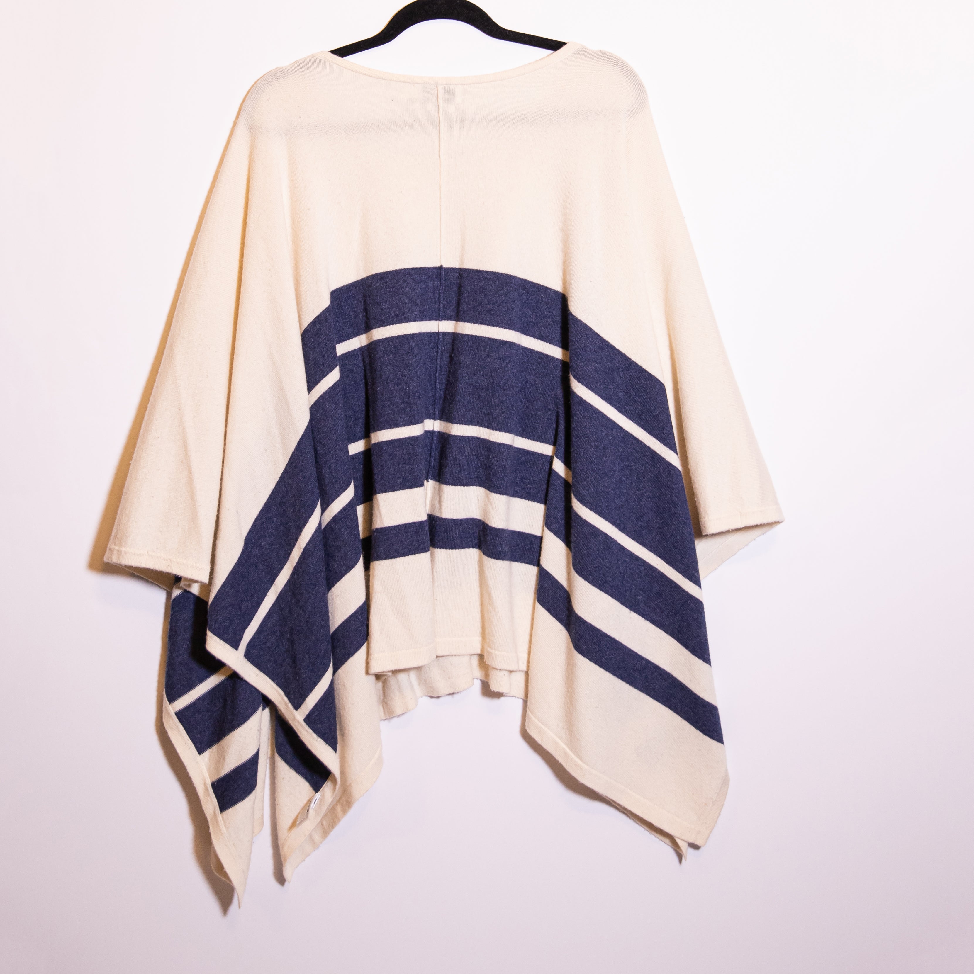 Vineyard Vines Women's Wool Cashmere Stretch Knit Pullover Stripe Sweater Poncho