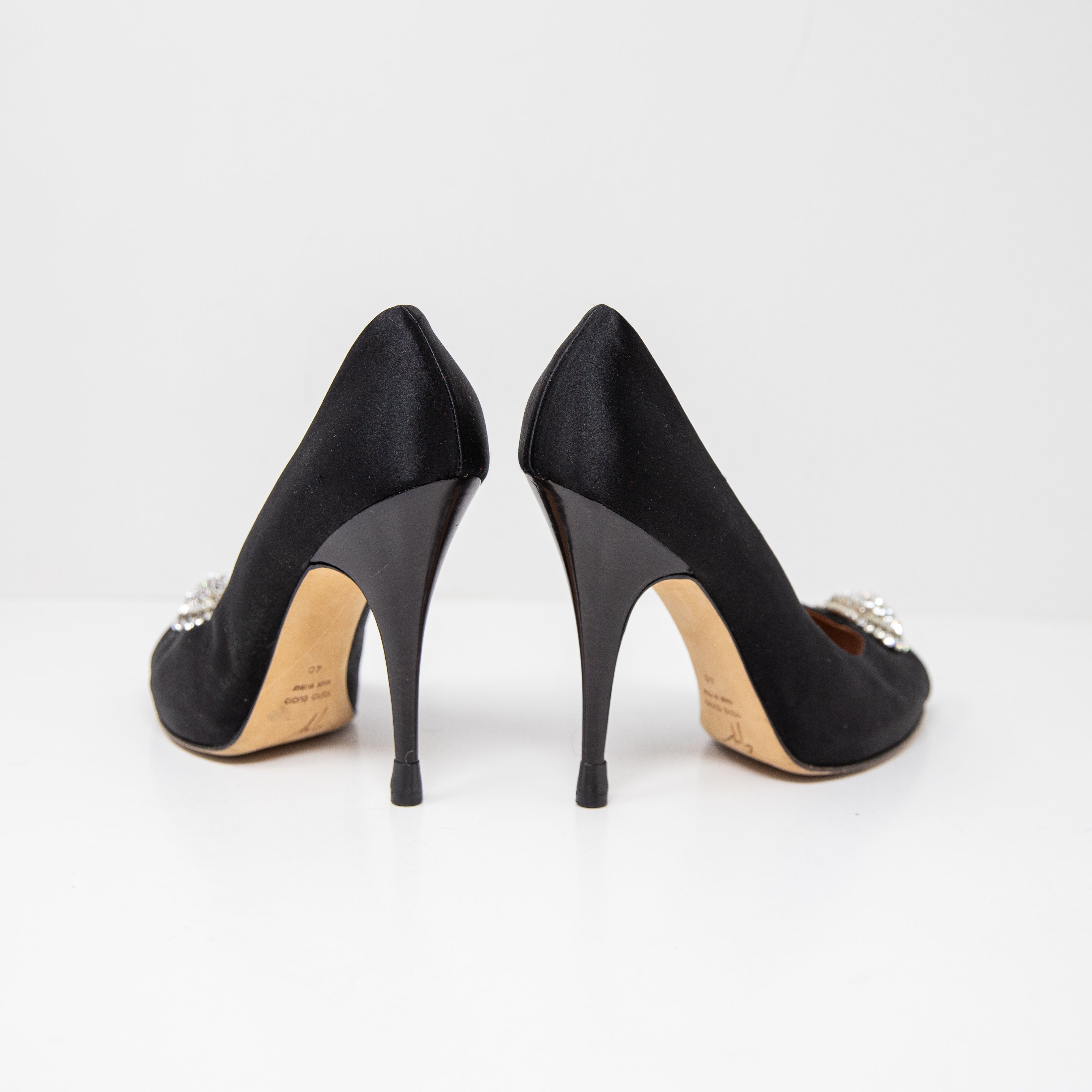 Giuseppe Zanotti Design Silk Satin Diamond Jewel Crystal Peep Toe High Heels 10