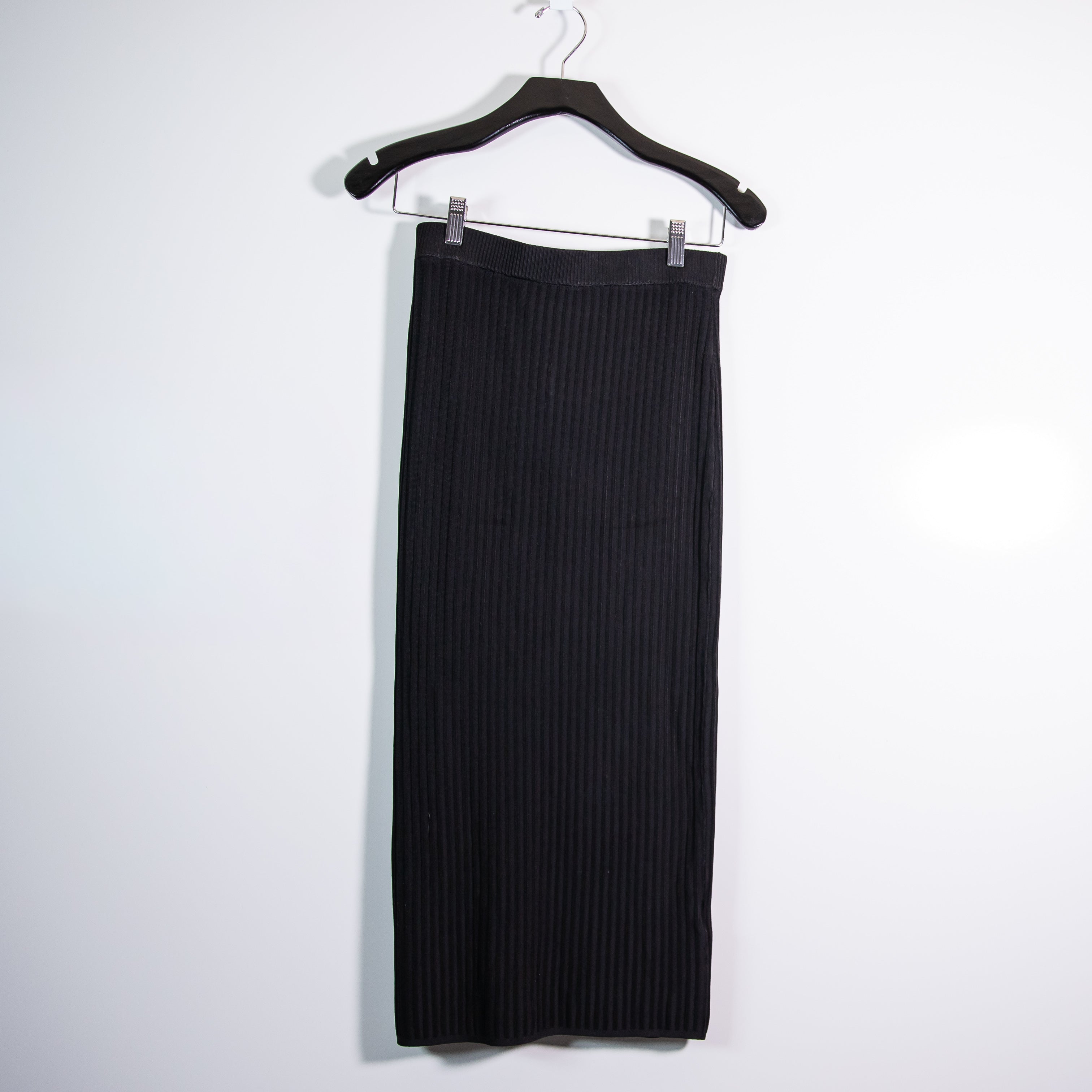 Reiss Iona Knitted Pencil Skirt Co-Ord Ribbed Knit Stretch Straight Black M