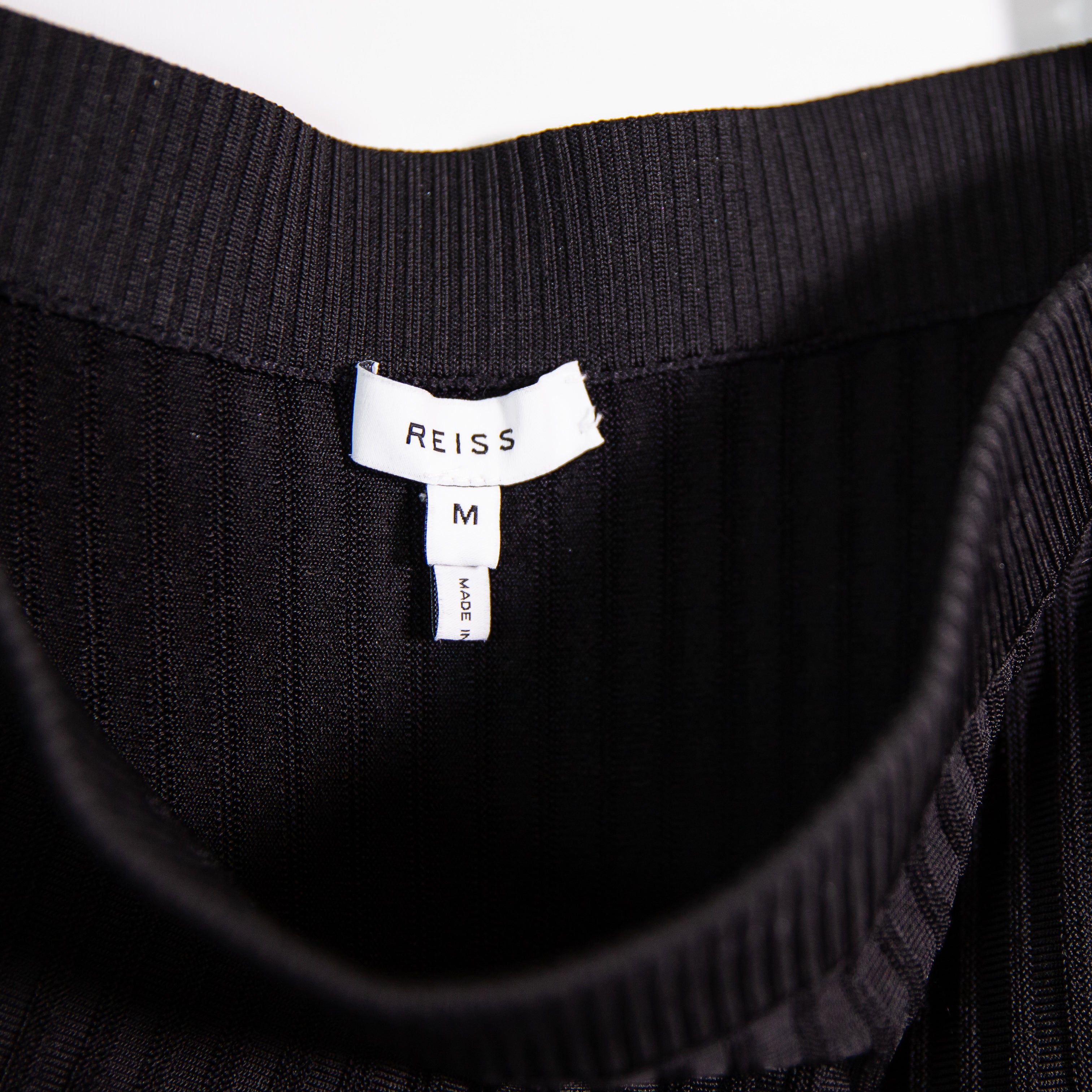 Reiss Iona Knitted Pencil Skirt Co-Ord Ribbed Knit Stretch Straight Black M