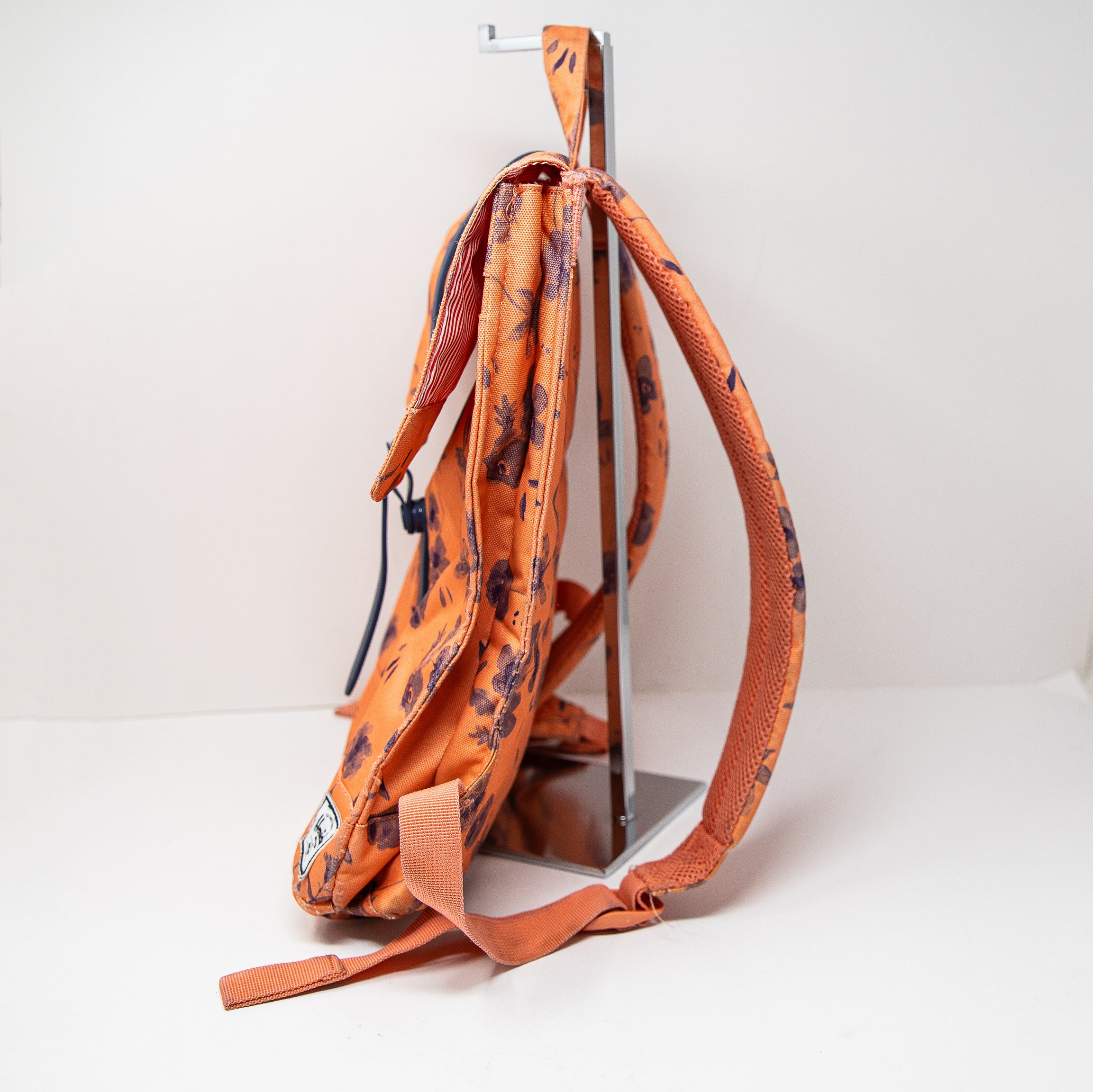 Herschel Canvas City Top Handle Travel Work School Backpack Purse Orange Blue