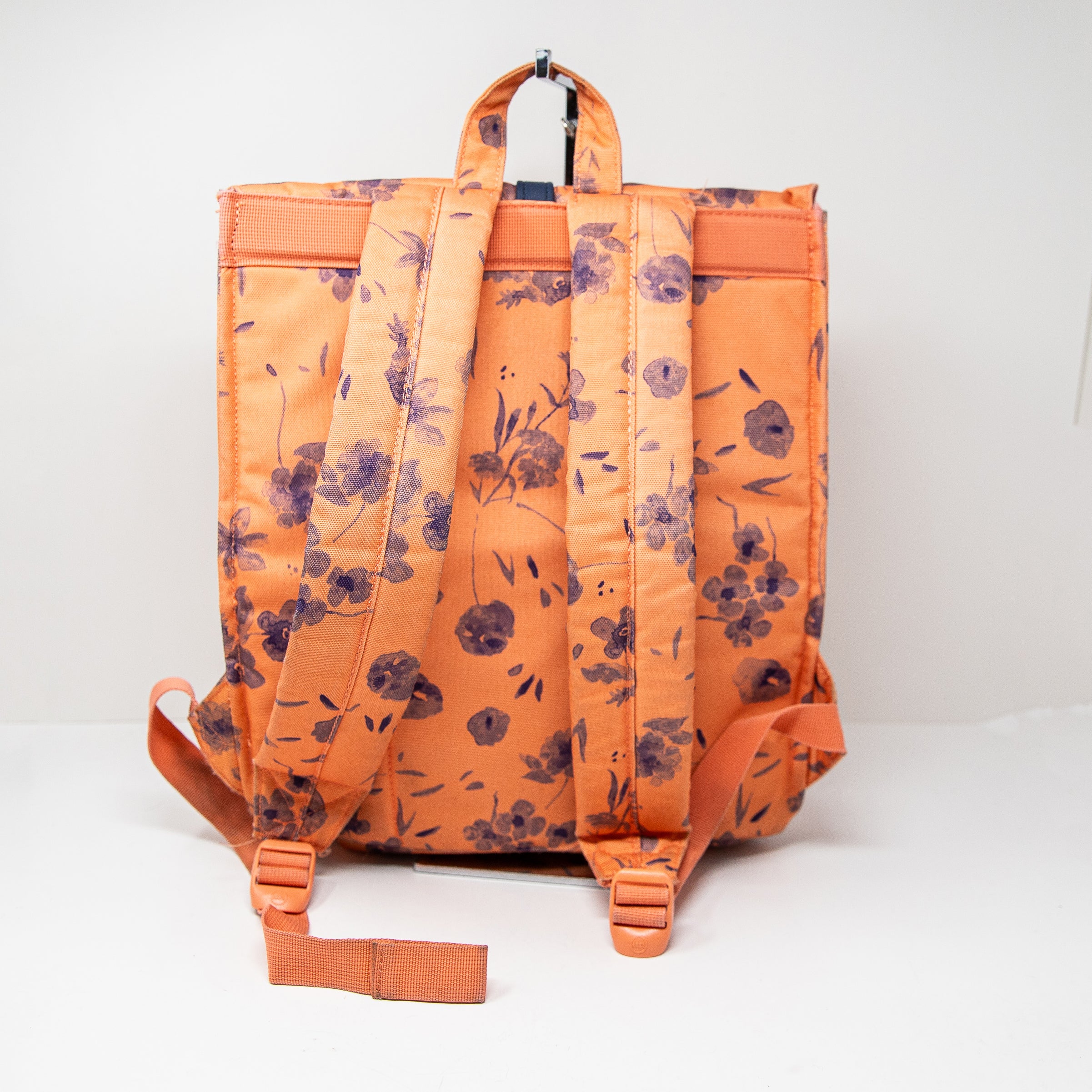 Herschel Canvas City Top Handle Travel Work School Backpack Purse Orange Blue