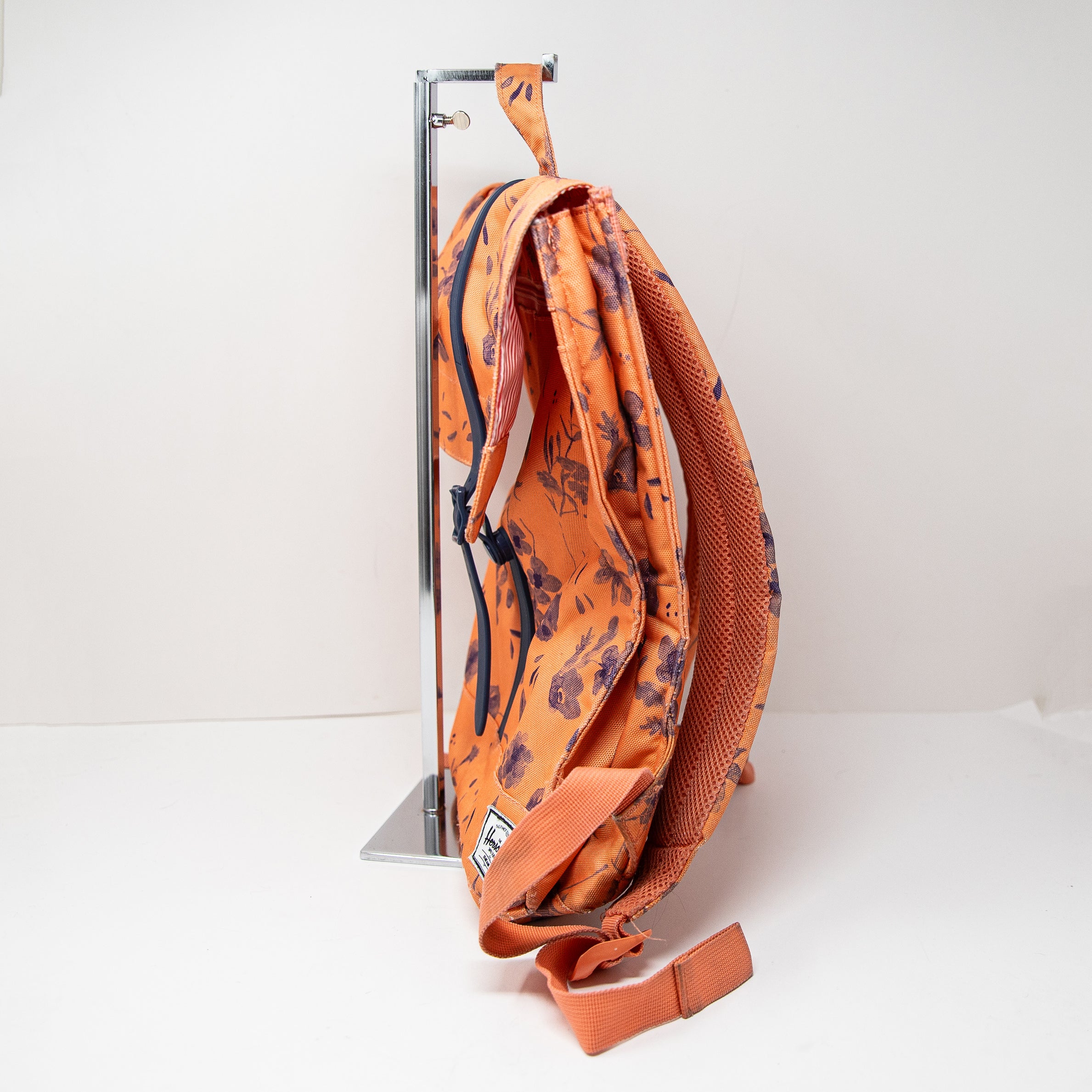 Herschel Canvas City Top Handle Travel Work School Backpack Purse Orange Blue