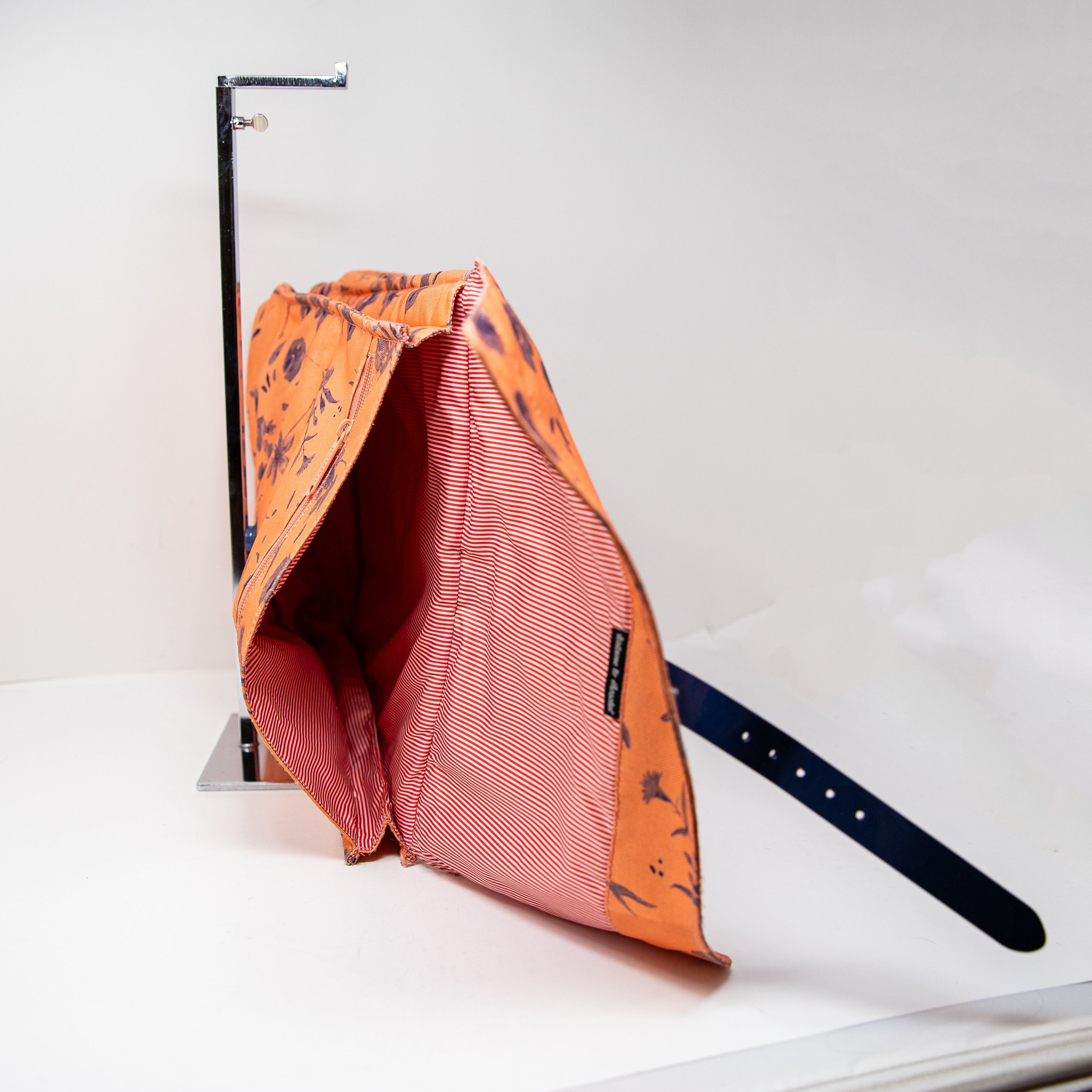 Herschel Canvas City Top Handle Travel Work School Backpack Purse Orange Blue