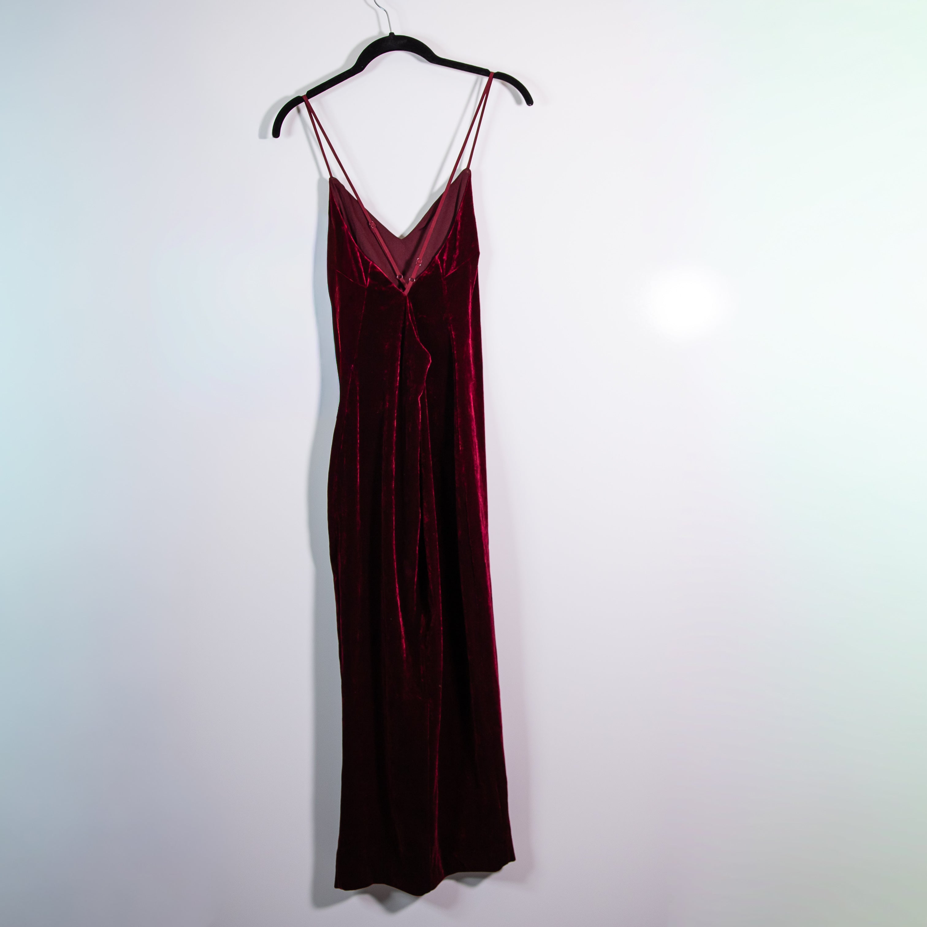 Bardot Yve Velvet Velour Halter High Slit Long Maxi Dress Burgundy 6