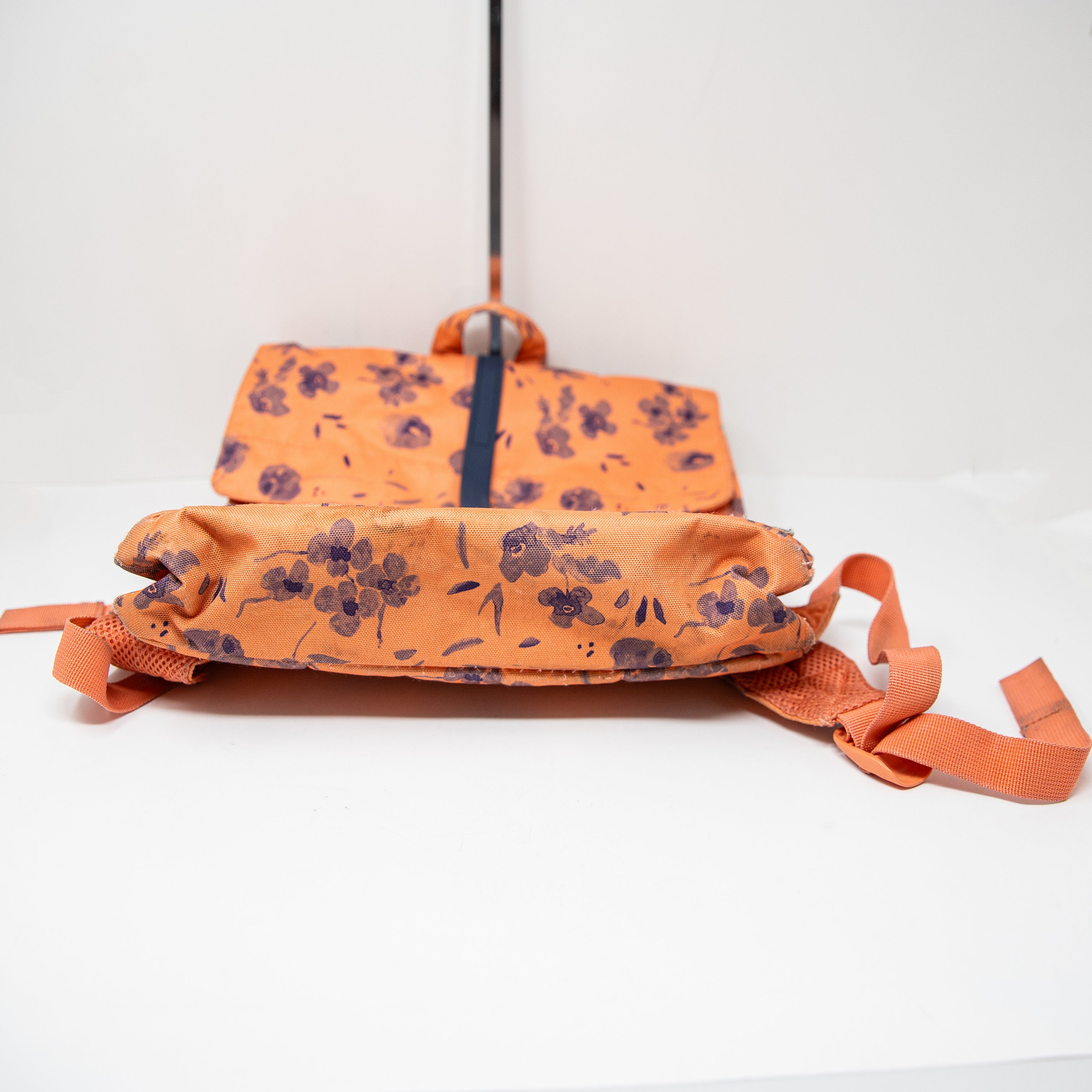 Herschel Canvas City Top Handle Travel Work School Backpack Purse Orange Blue