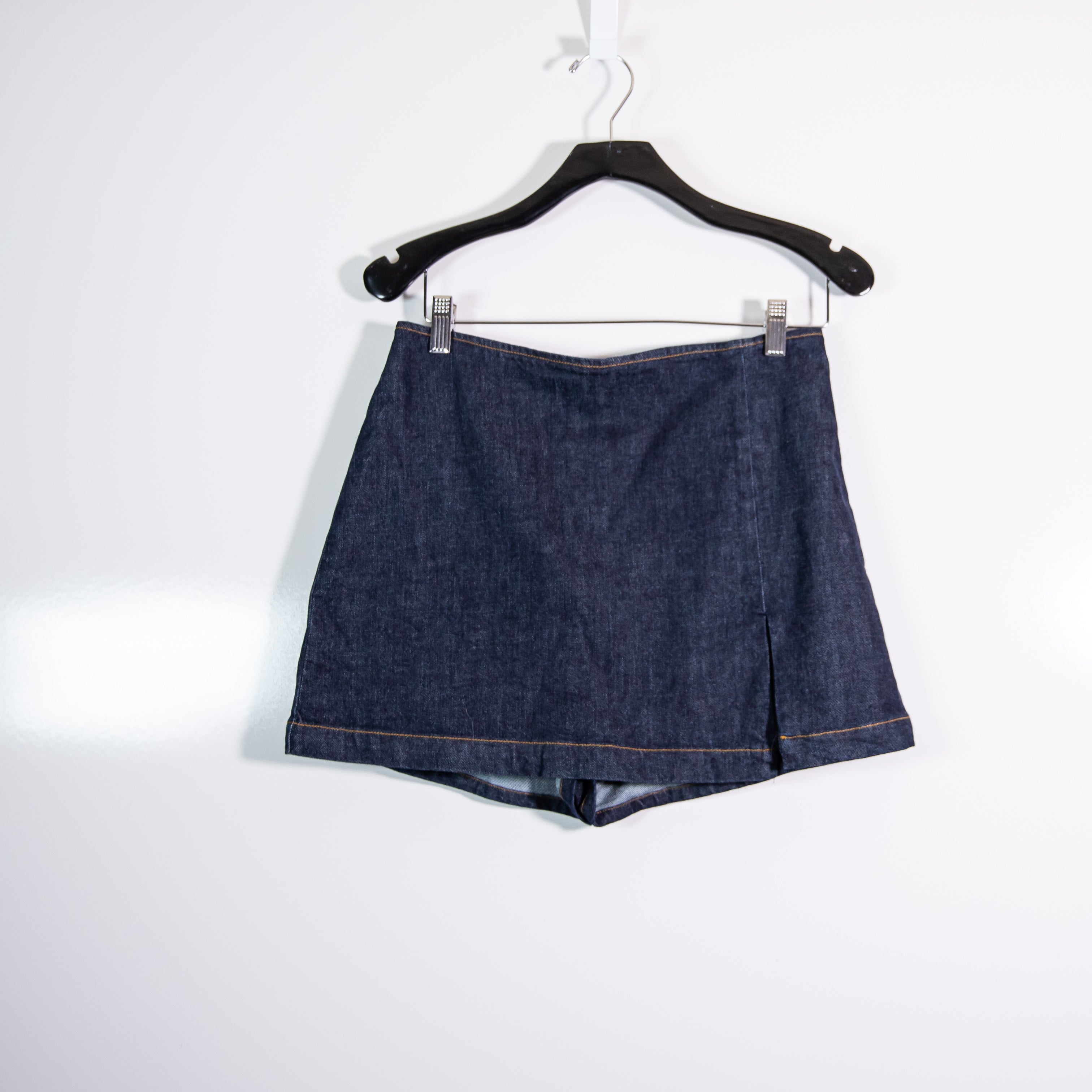 Amanda Uprichard Dale Cotton Mid Rise Slit Mini Jean Denim Skort Skirt Small