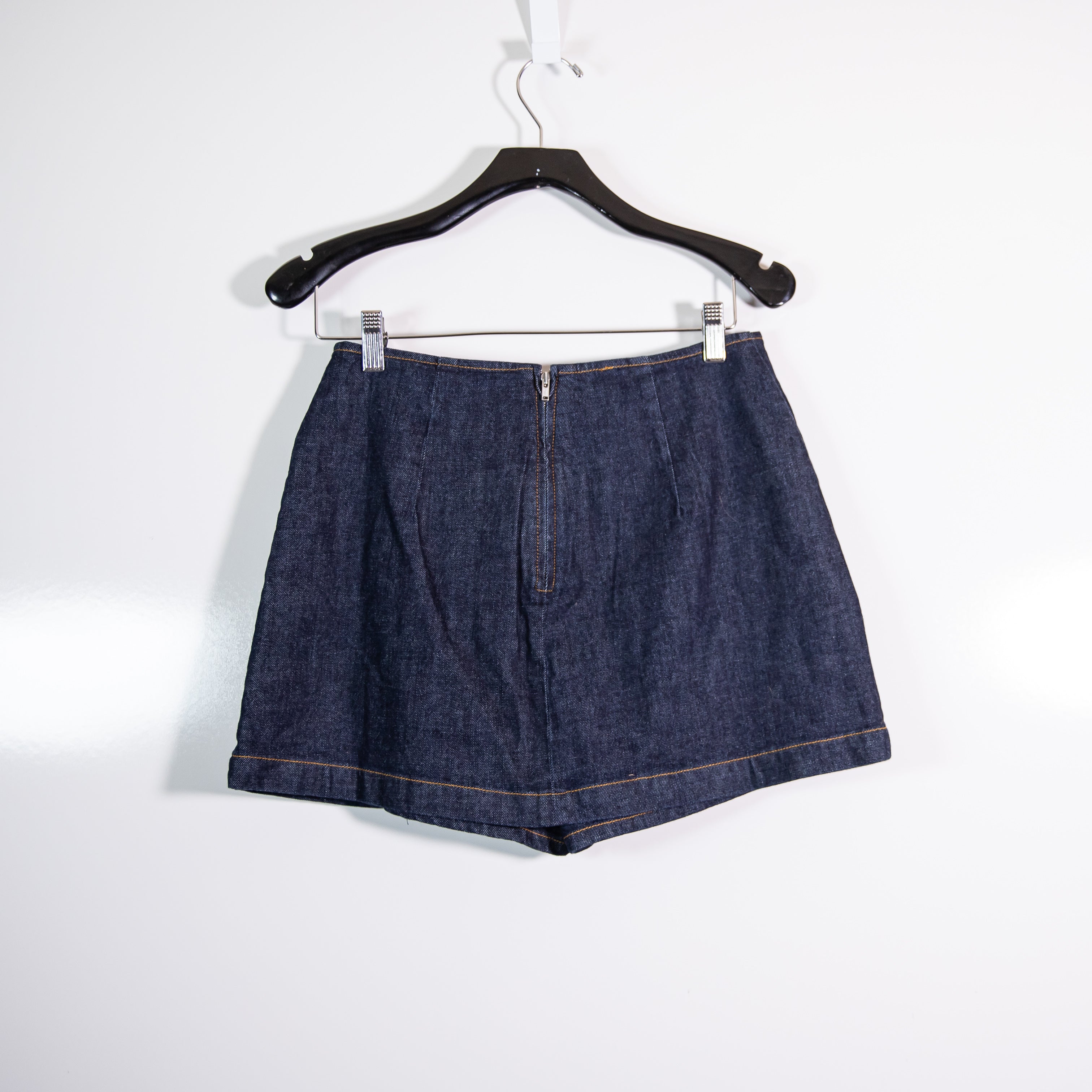 Amanda Uprichard Dale Cotton Mid Rise Slit Mini Jean Denim Skort Skirt Small