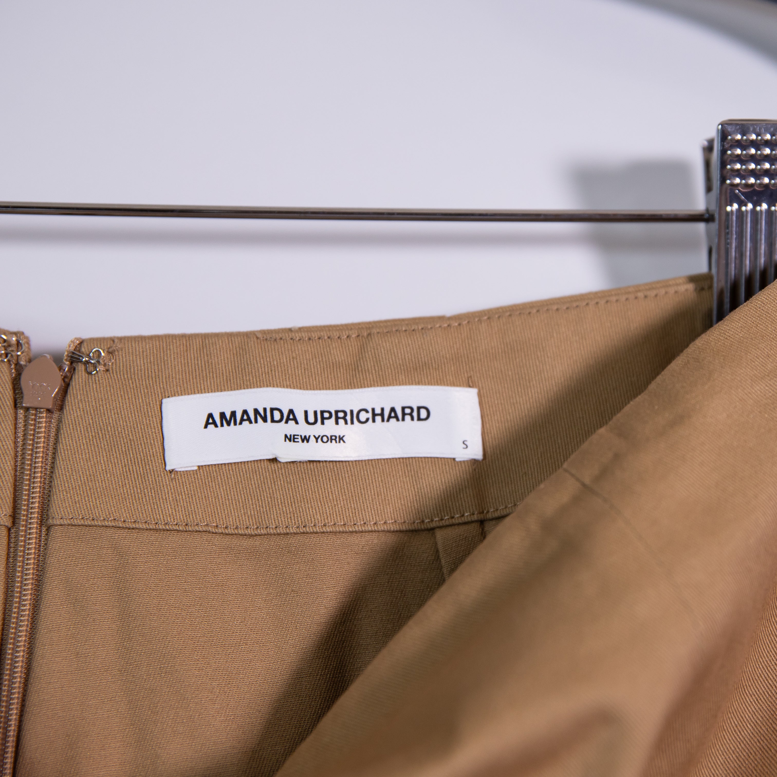 Amanda Uprichard Logan Cotton Front Pocket Slit Mini Khaki Skort Skirt Small