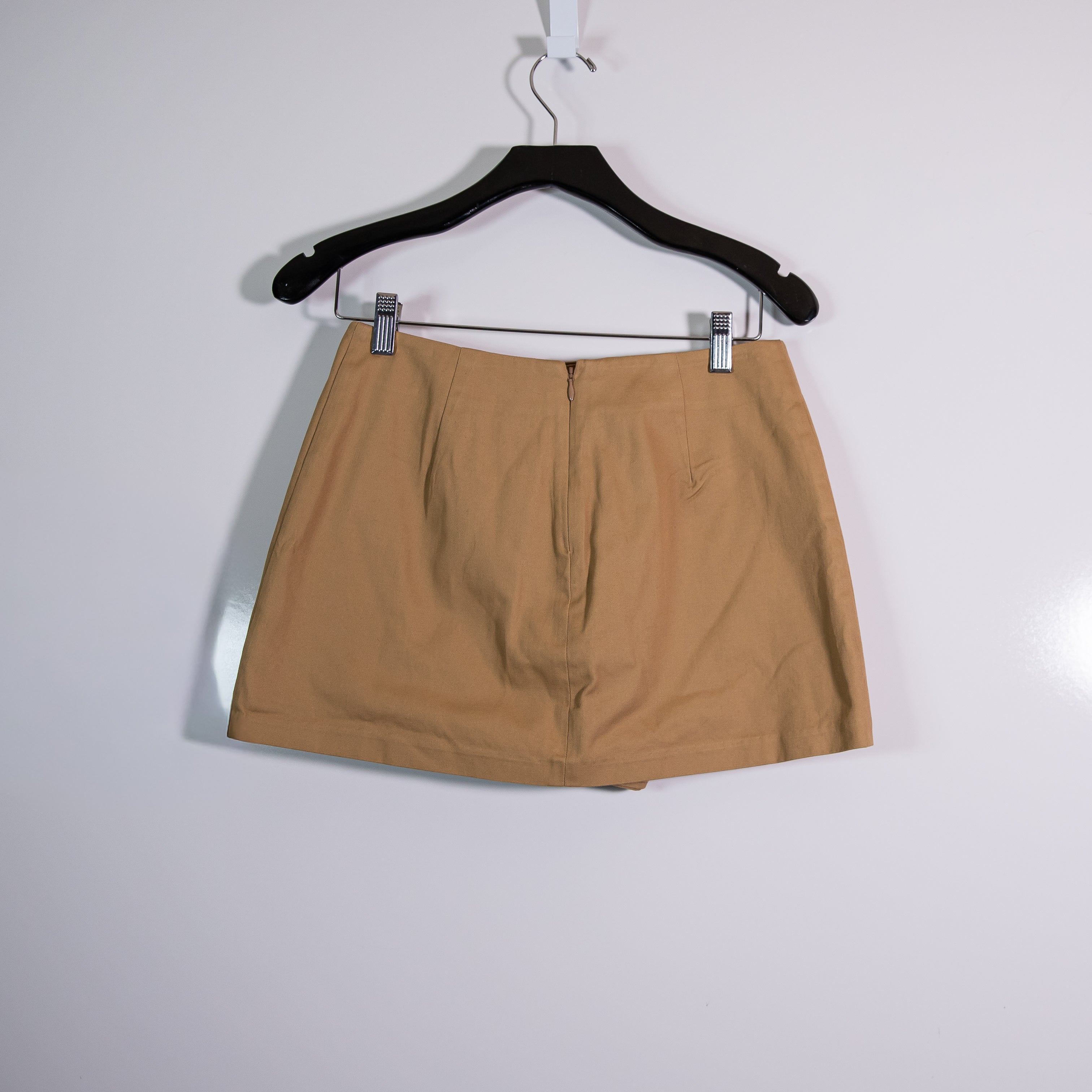 Amanda Uprichard Logan Cotton Front Pocket Slit Mini Khaki Skort Skirt Small