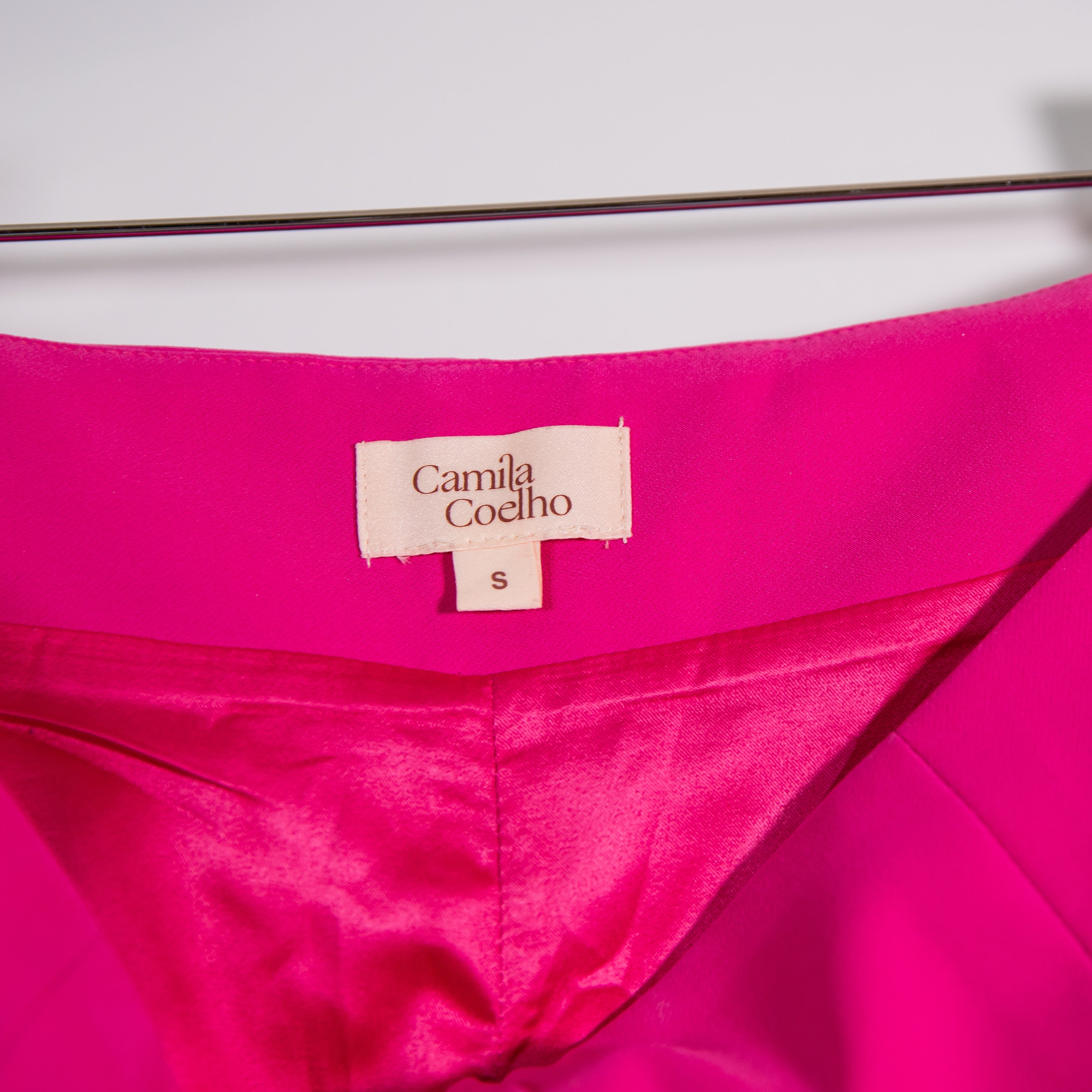 Camila Coelho Paulina High Rise Button Front Pleated Mini Shorts Fuchsia Pink S