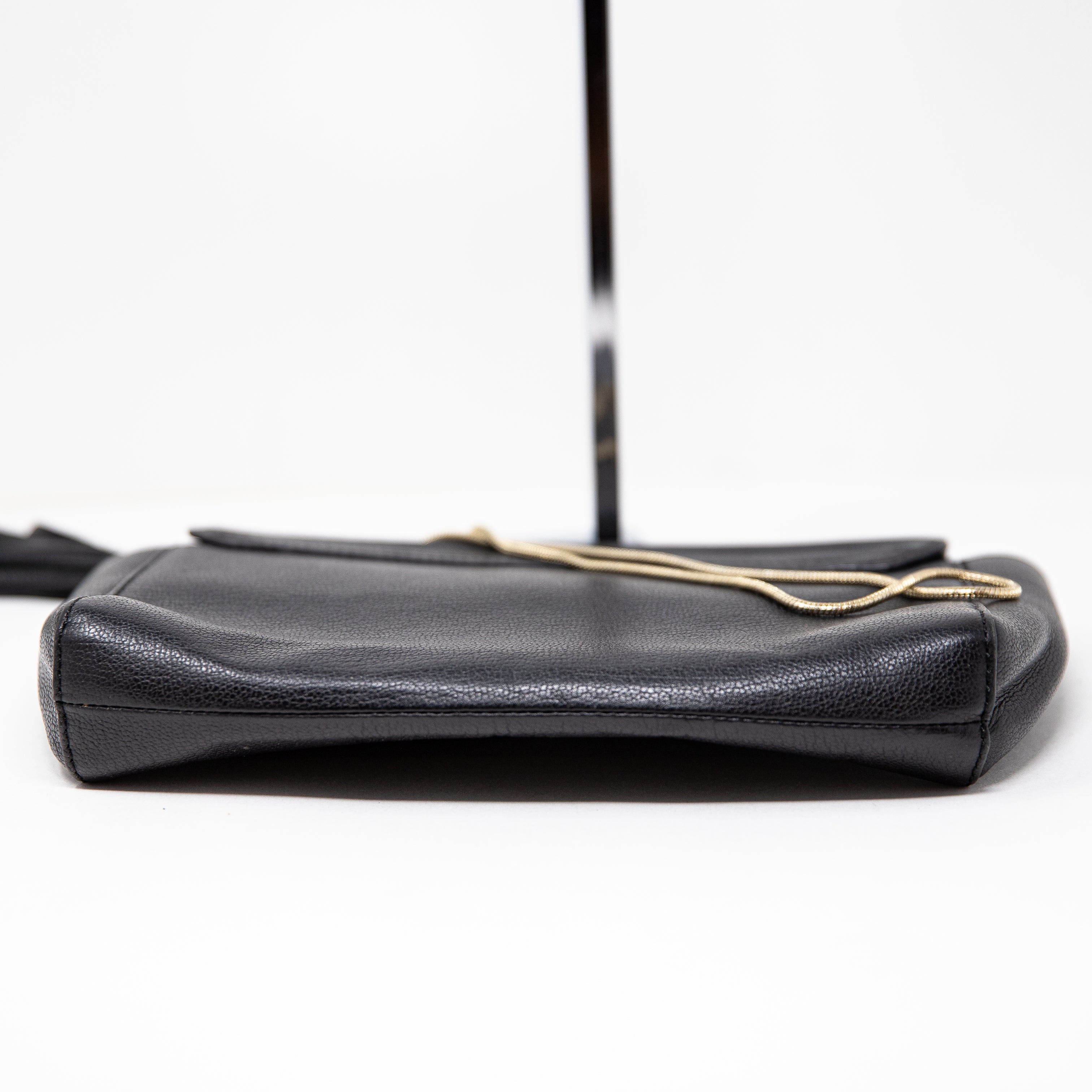 Kate Spade Genuine Leather Tassel Gold Snake Chain Shoulder Purse Bag Black