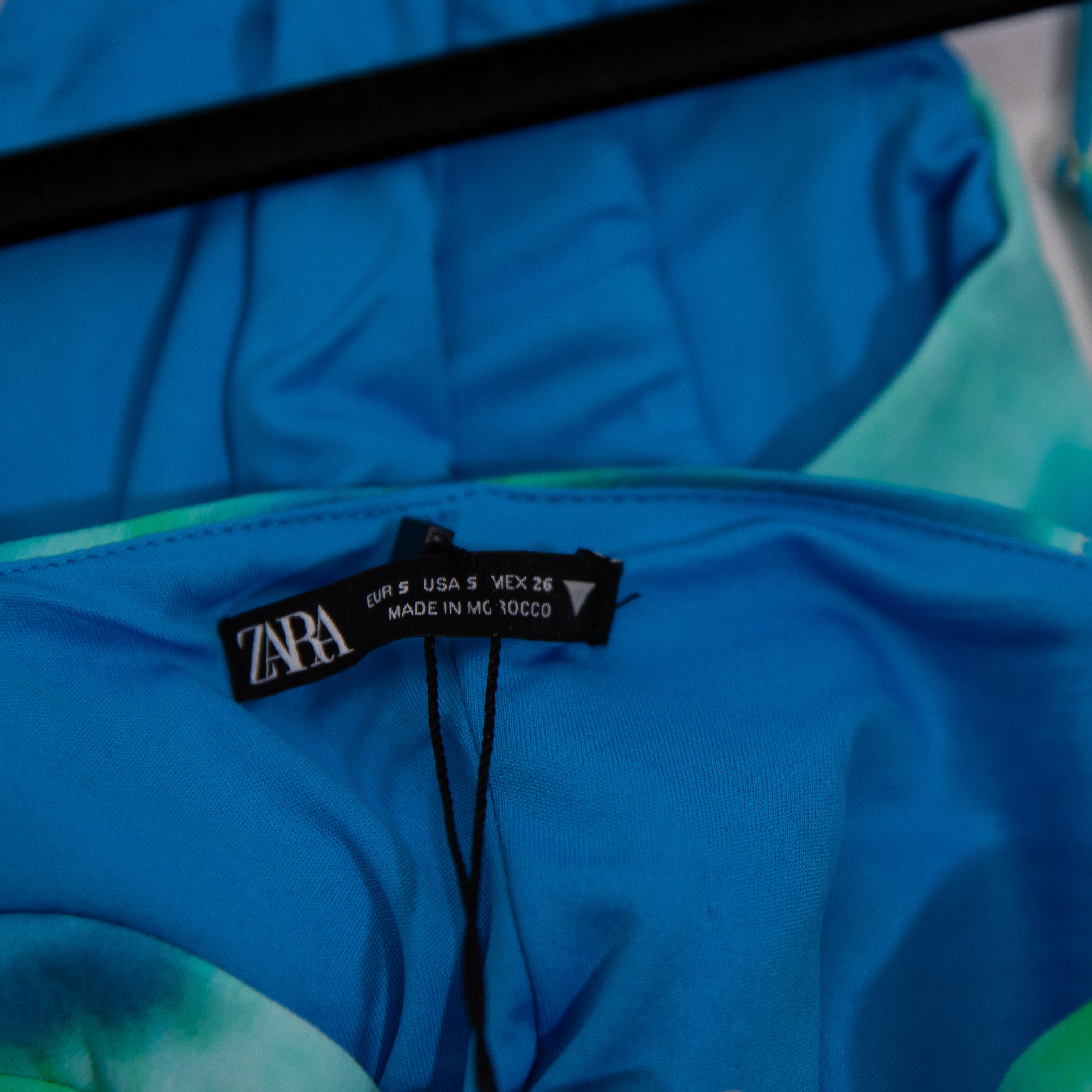 NEW Zara Blue Green Watercolor Tie Dye Underwire Cups One Piece Bodysuit Small