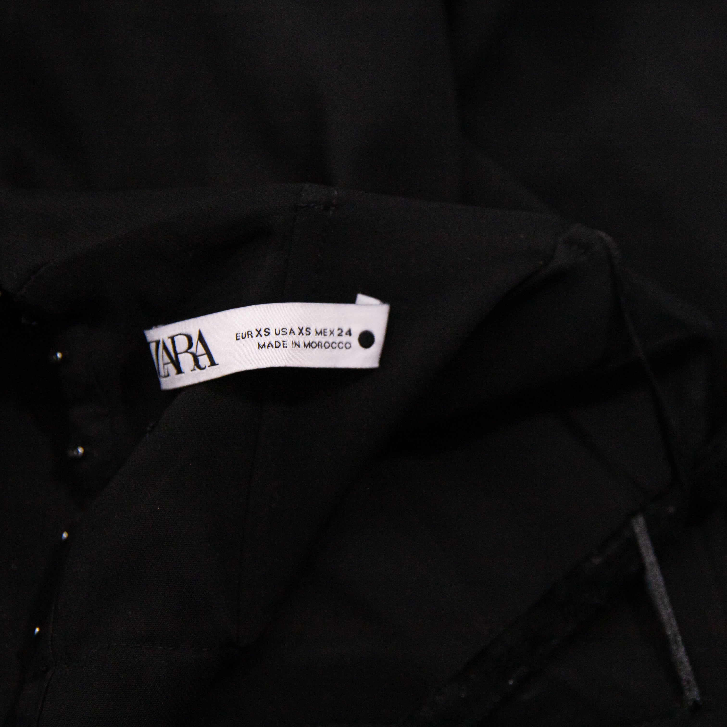 Zara Asymmetrical Top Hem Strapless Boned Structured Straight Maxi Dress Black