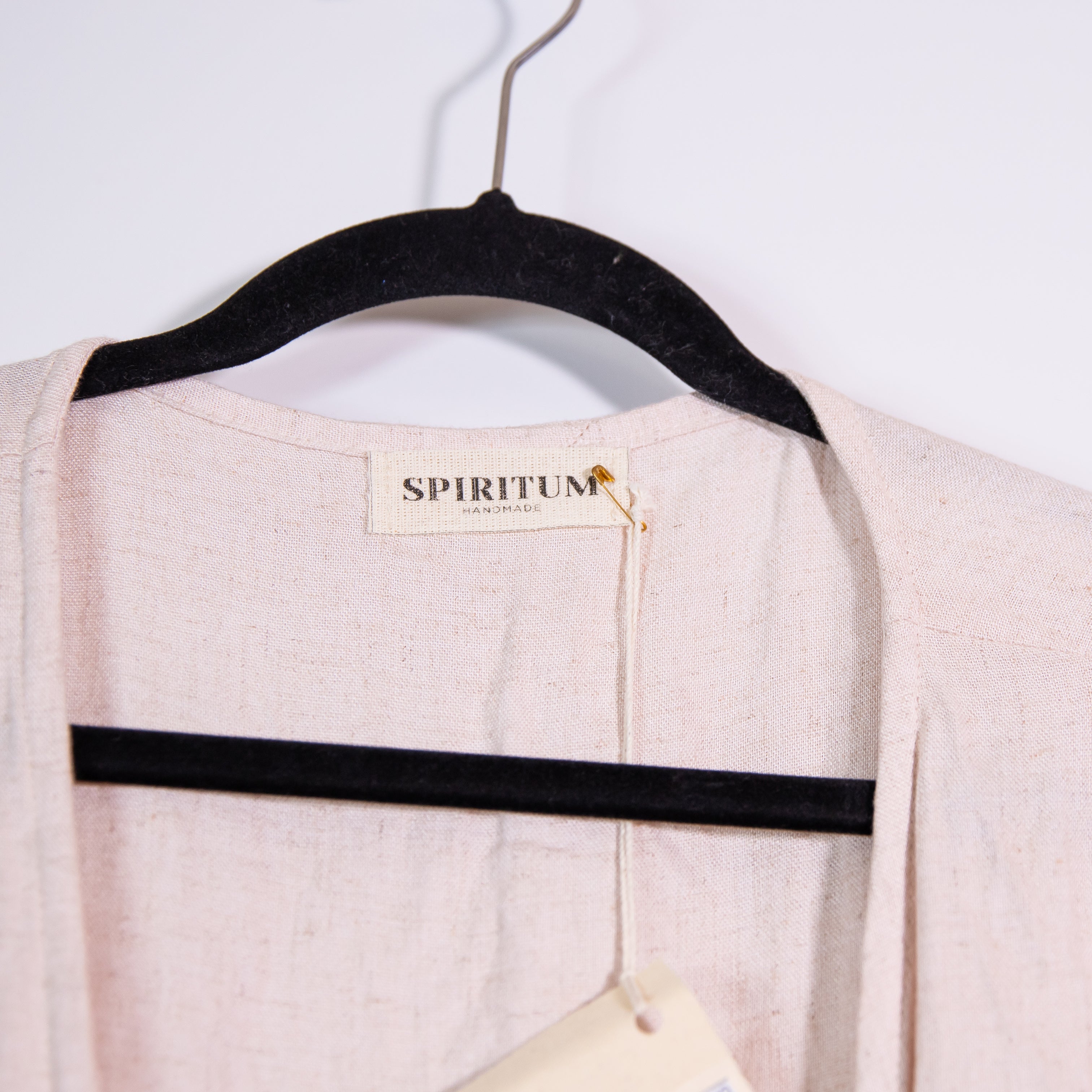 NEW Spiritum Cotton Lightweight Gauze Ruffle Trim Wrap Midi Dress Neutral Small