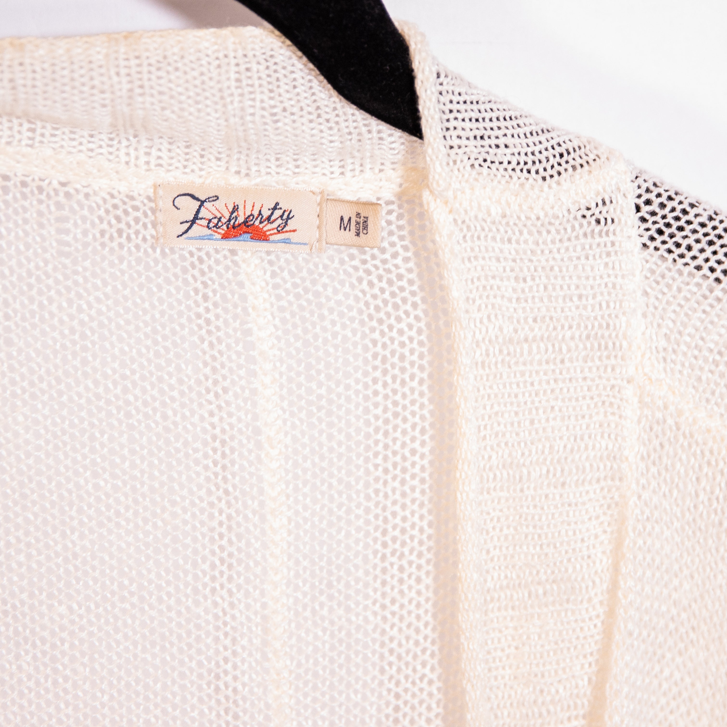 Faherty Women's Linen Lightweight Knit Open Front Cardigan Sweater White Medium